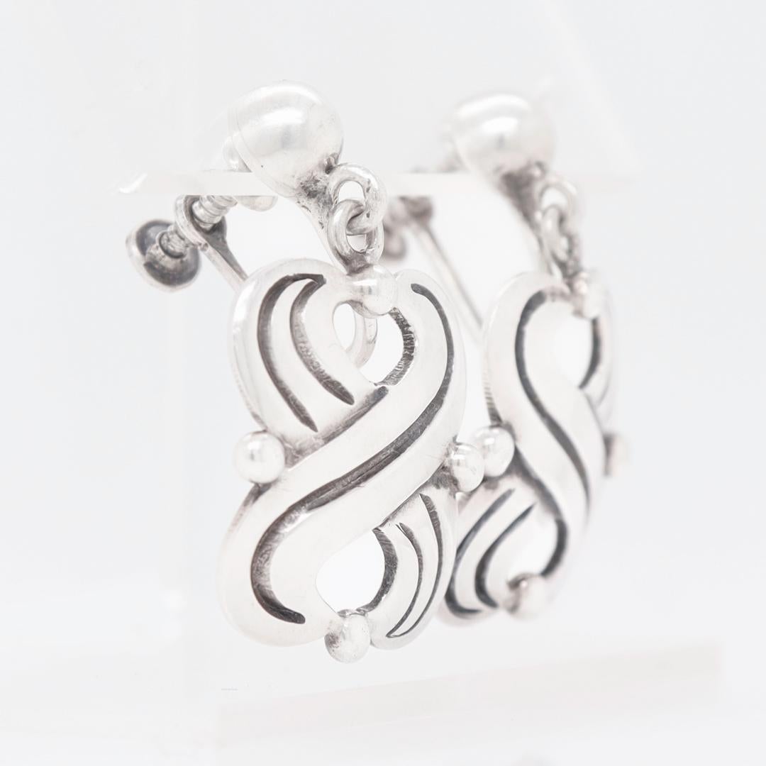 Modern Pair of Hector Aguilar Taxco Mexican Sterling Silver Screwback Earrings For Sale