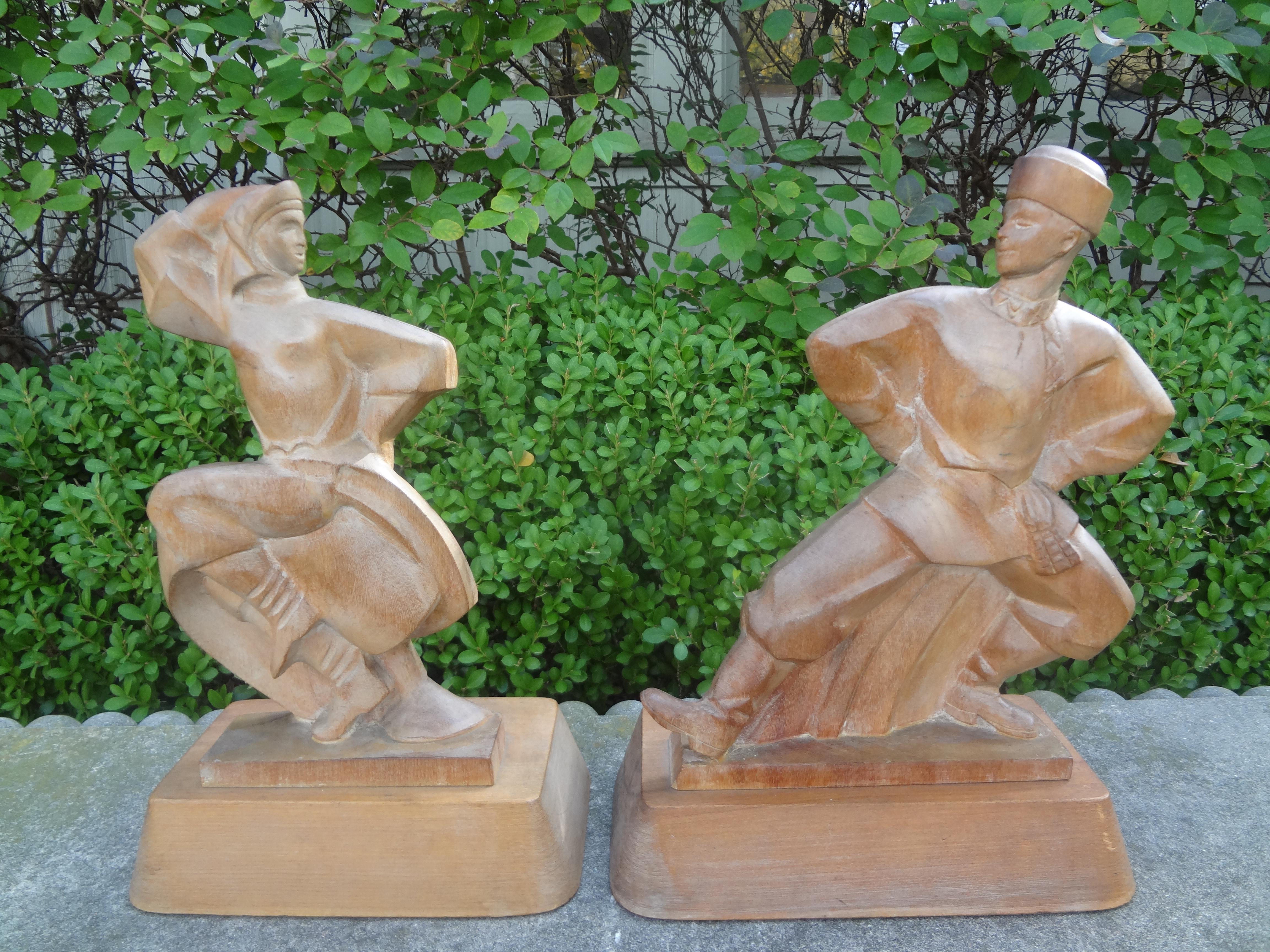 Mid-Century Modern Paire de pieds de lampe de danseuse russe Heifetz en vente