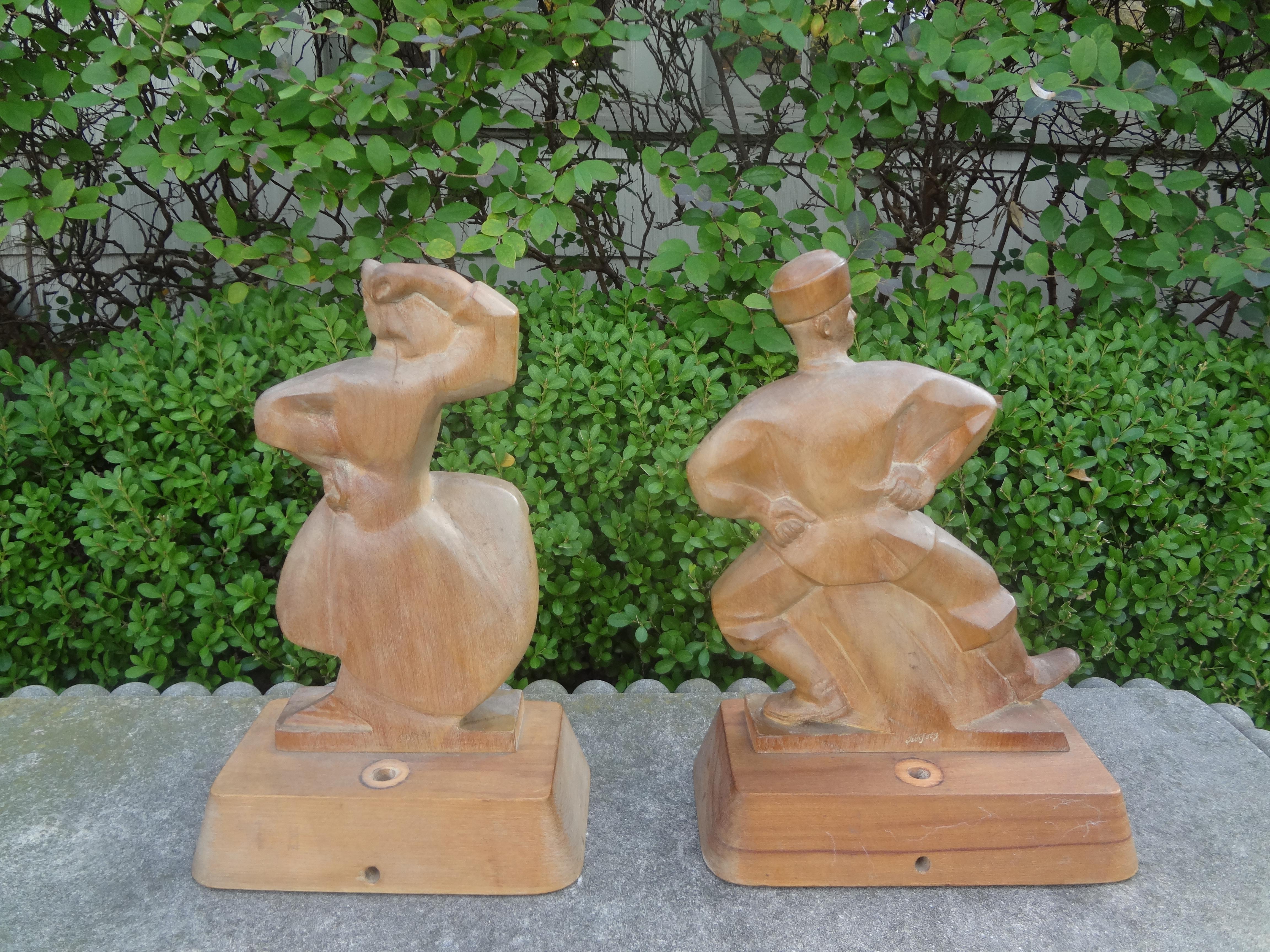 Wood Pair of Heifetz Russian Dancer Lamp Bases For Sale