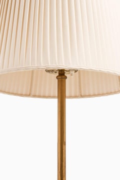 Pair of Height Adjustable Floor Lamps in Brass and Original Lamp Shade, 1950's