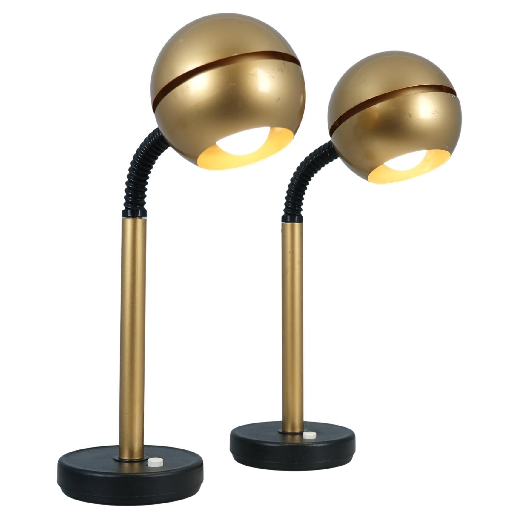 Paire de lampes de table Heikki Turunen Golden "Vario" Model No 940-105, Orno 1970