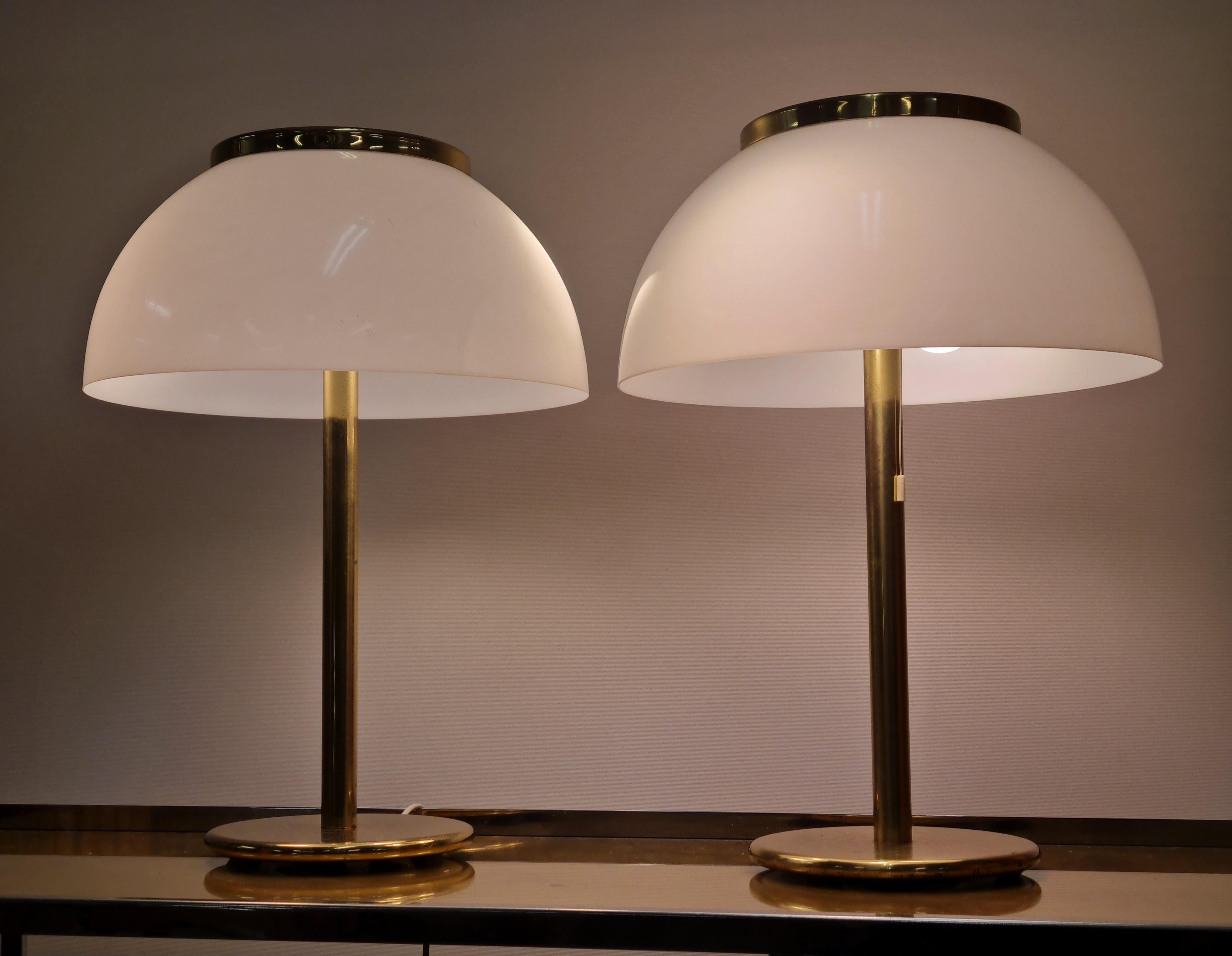 Finnish Pair of Heikki Turunen Senior Series Brass Table Lamps Model 940-147, Orno 1970s For Sale