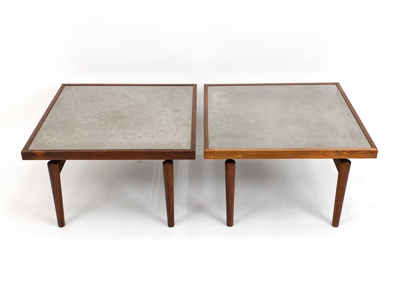 German Pair of Heinz Lilienthal Rosewood & Metal Coffee Tables For Sale