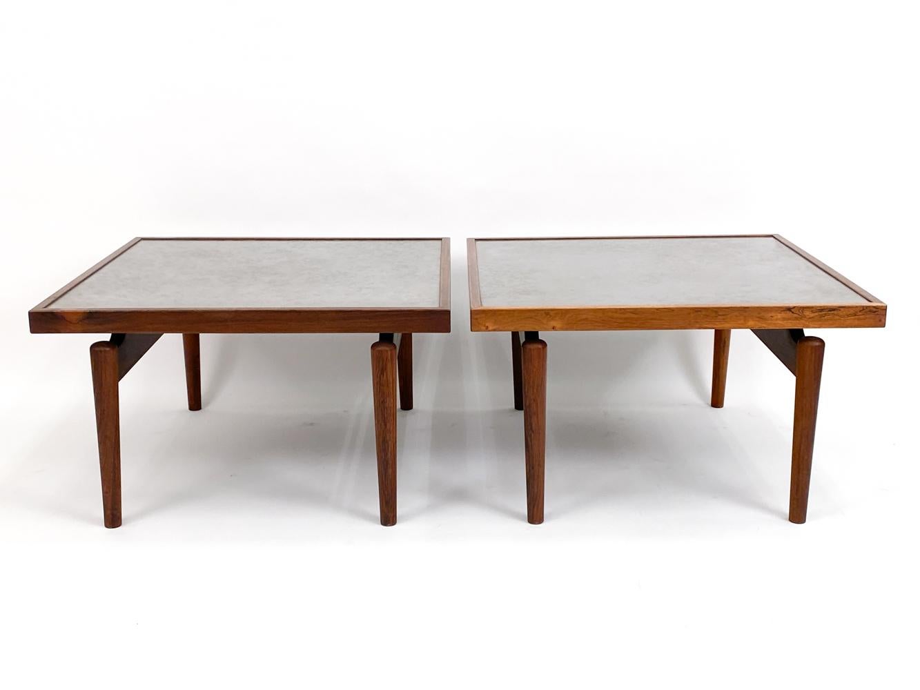 Pair of Heinz Lilienthal Rosewood & Metal Coffee Tables In Good Condition For Sale In Norwalk, CT