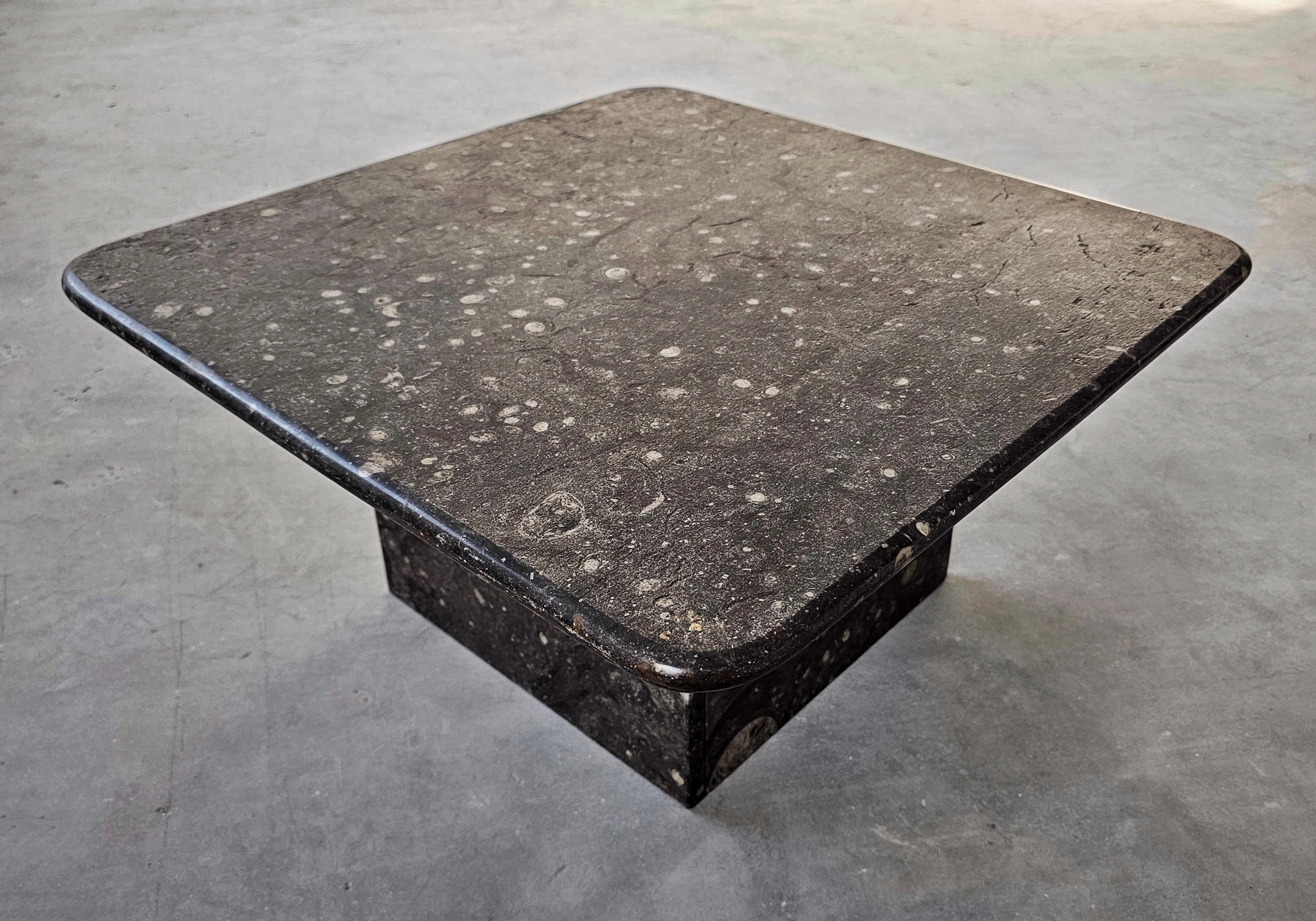 Pair of Heinz Lilienthal style Nesting Tables done in Fossil Stone, Germany 1980 For Sale 5