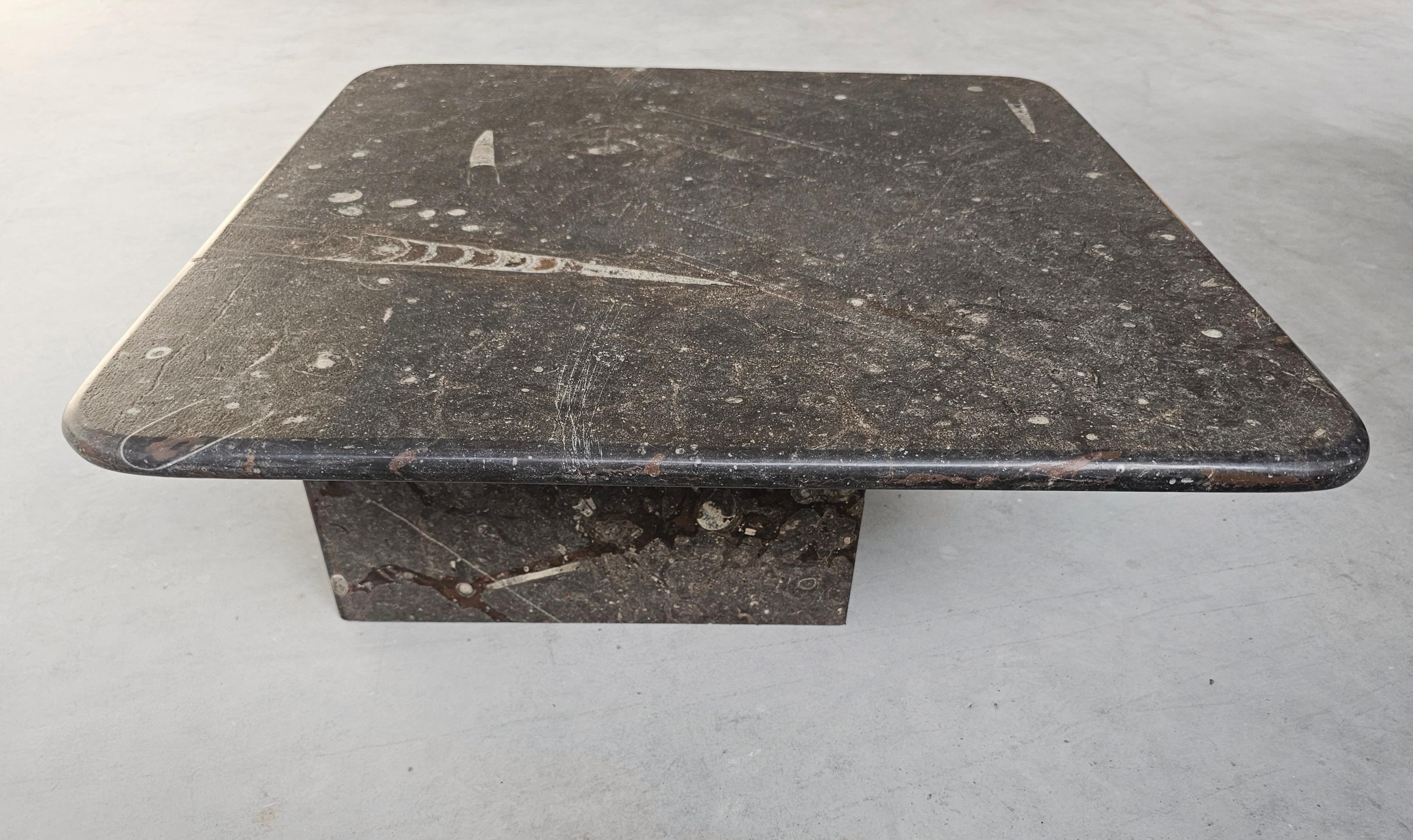 Pair of Heinz Lilienthal style Nesting Tables done in Fossil Stone, Germany 1980 For Sale 7