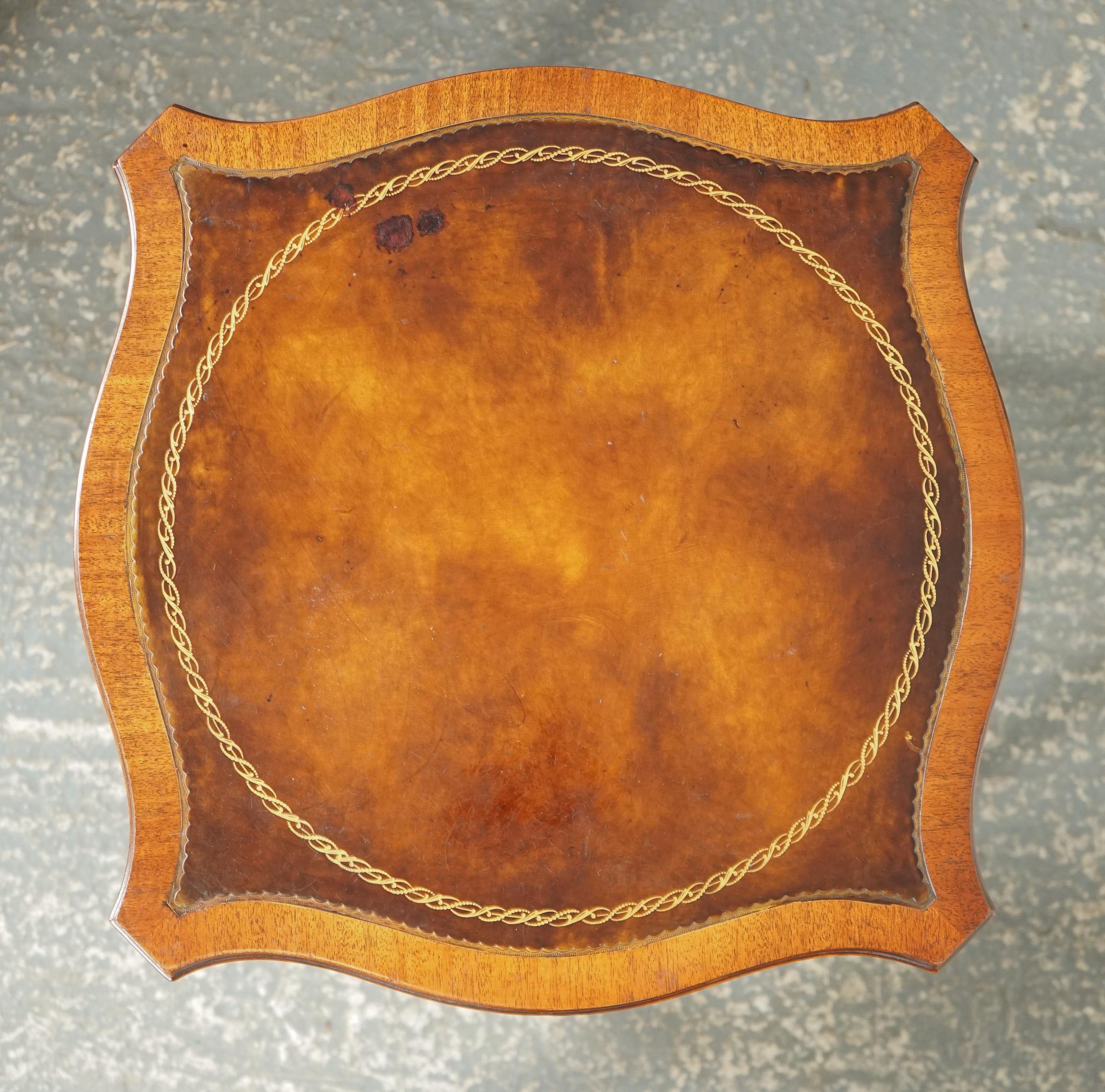 PAIR OF HEIRLOOM WEIMAN HAND DYED LEATHER TOP SiDE TABLES ON CASTORS 5