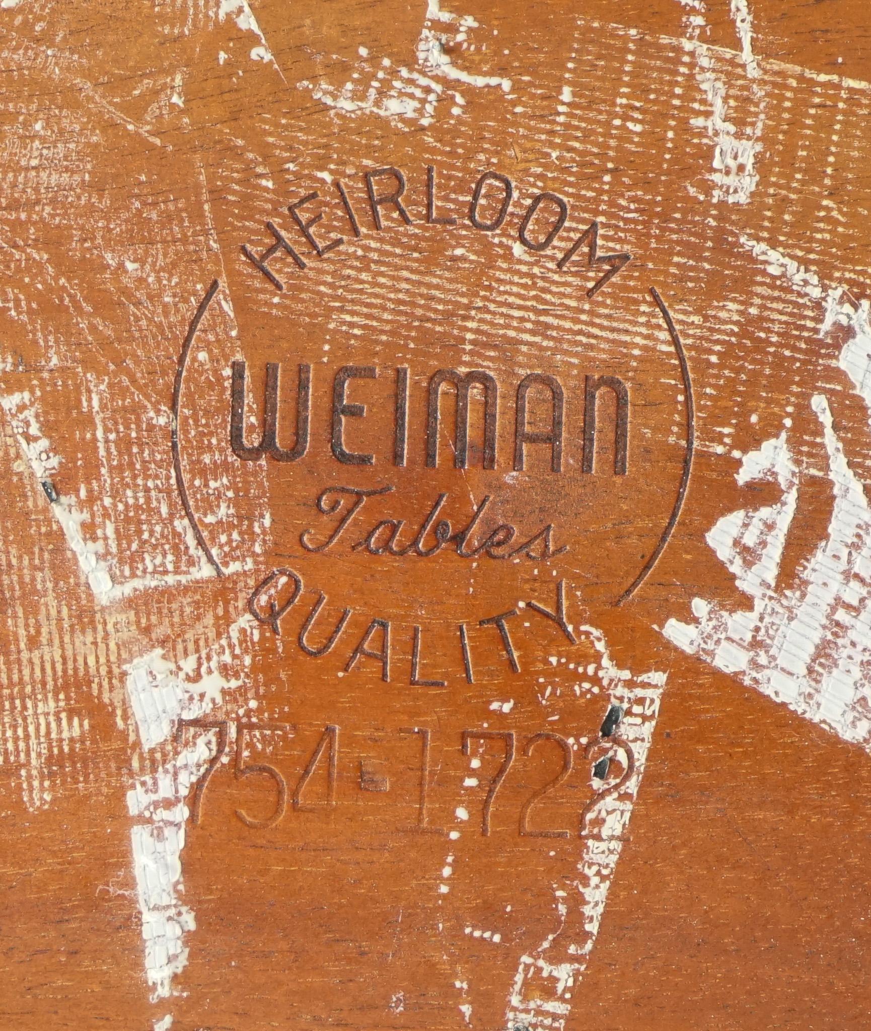 PAIR OF HEIRLOOM WEIMAN HAND DYED LEATHER TOP SiDE TABLES ON CASTORS 6