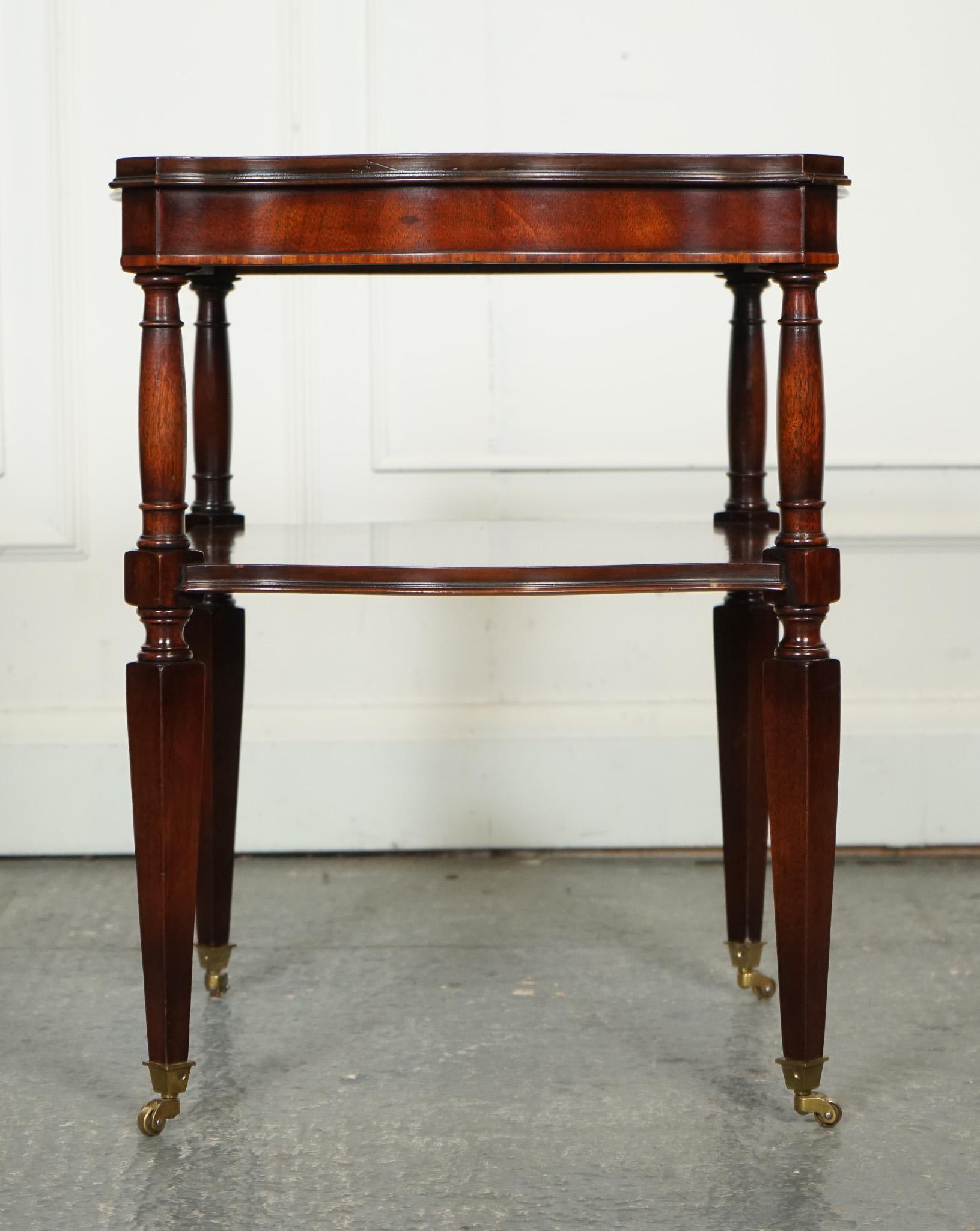 20th Century PAIR OF HEIRLOOM WEIMAN HAND DYED LEATHER TOP SiDE TABLES ON CASTORS