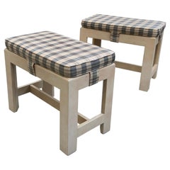 Pair of Hekman Furniture Bleached Burl Wood Benches