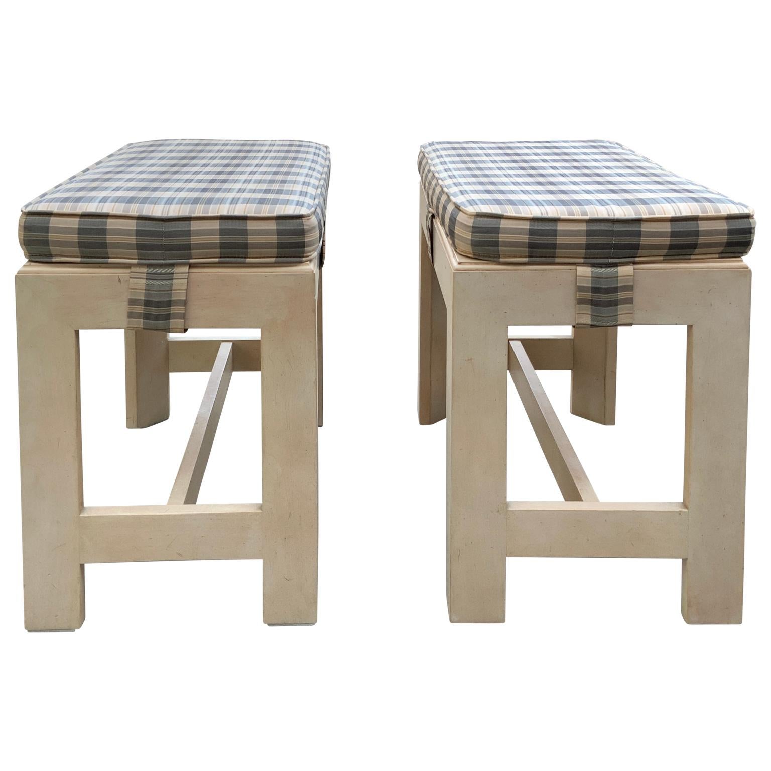 Paar Hekman Furniture Benches aus gebleichtem Wurzelholz (Moderne der Mitte des Jahrhunderts) im Angebot