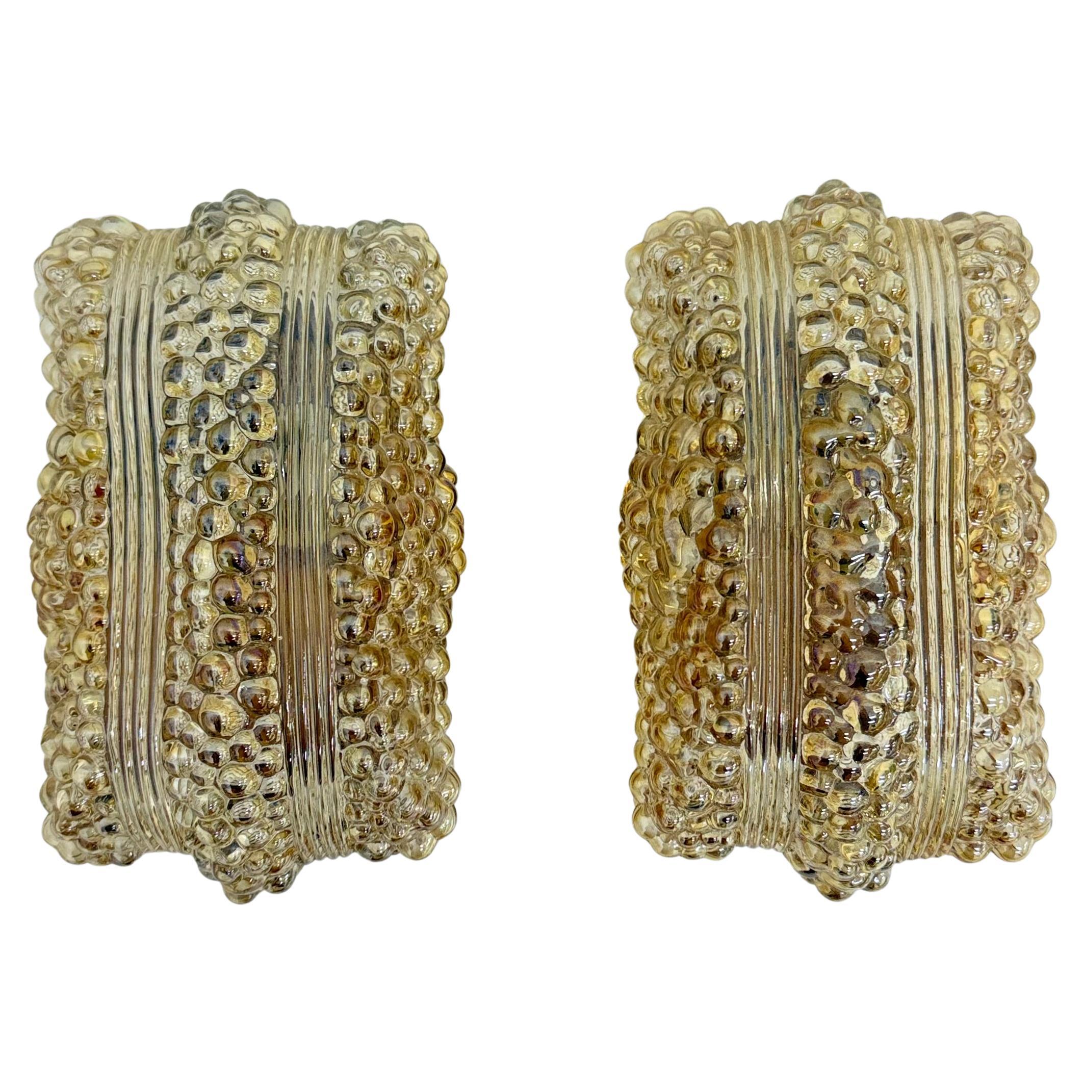 Pair of Helena Tynell for glashütte Limburg wall lamps sconce , 1970s Bubble For Sale
