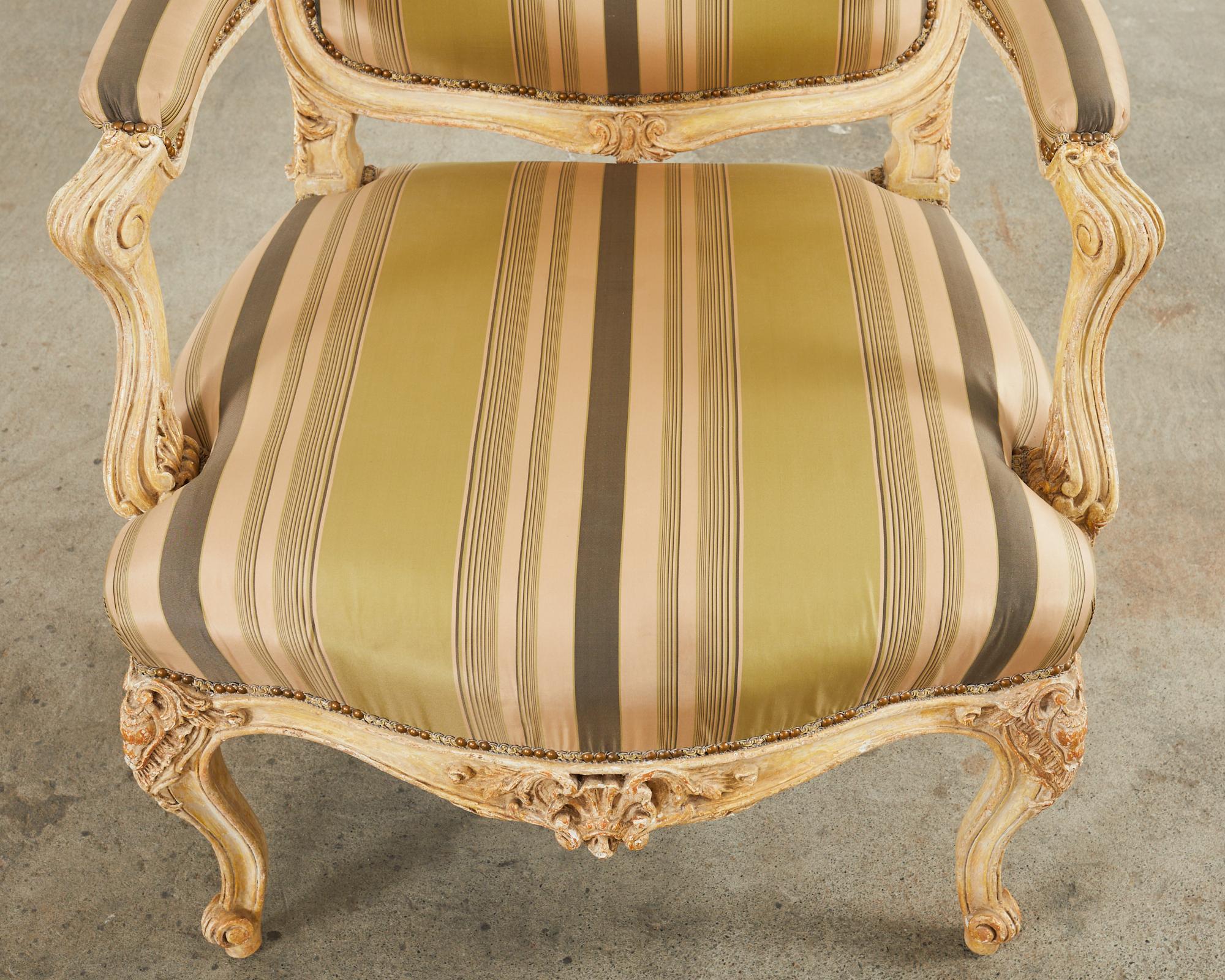 Pair of Hendrix Allardyce French Baroque Style Fauteuil Armchairs For Sale 4