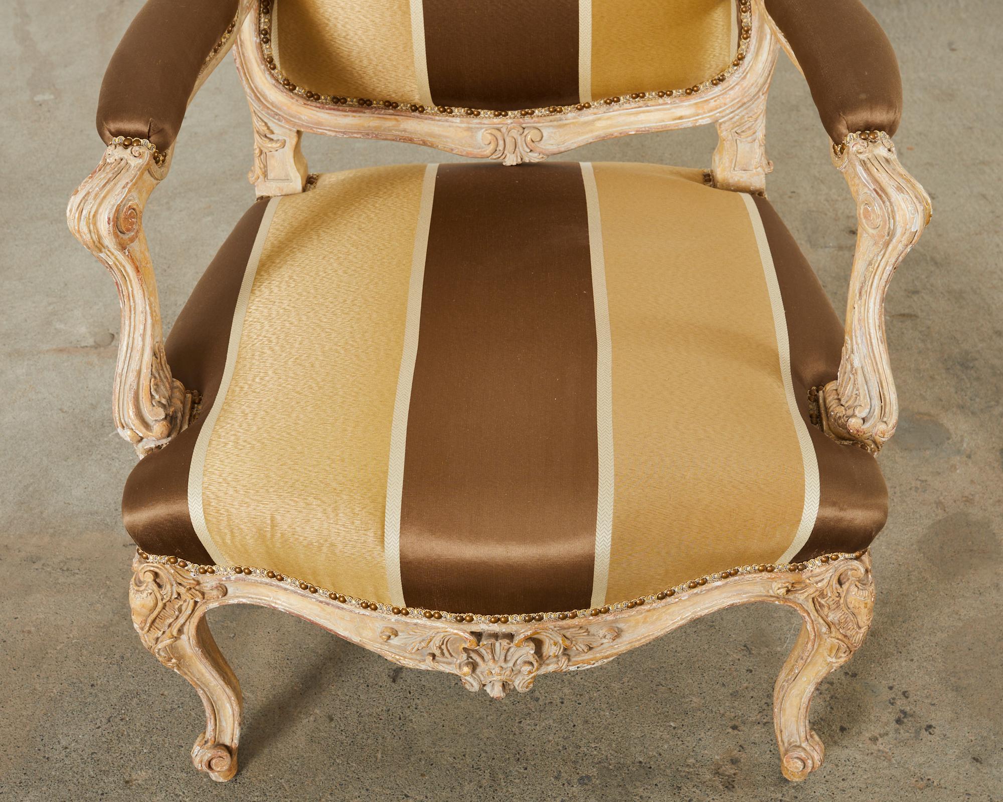 Pair of Hendrix Allardyce French Baroque Style Fauteuil Armchairs For Sale 12