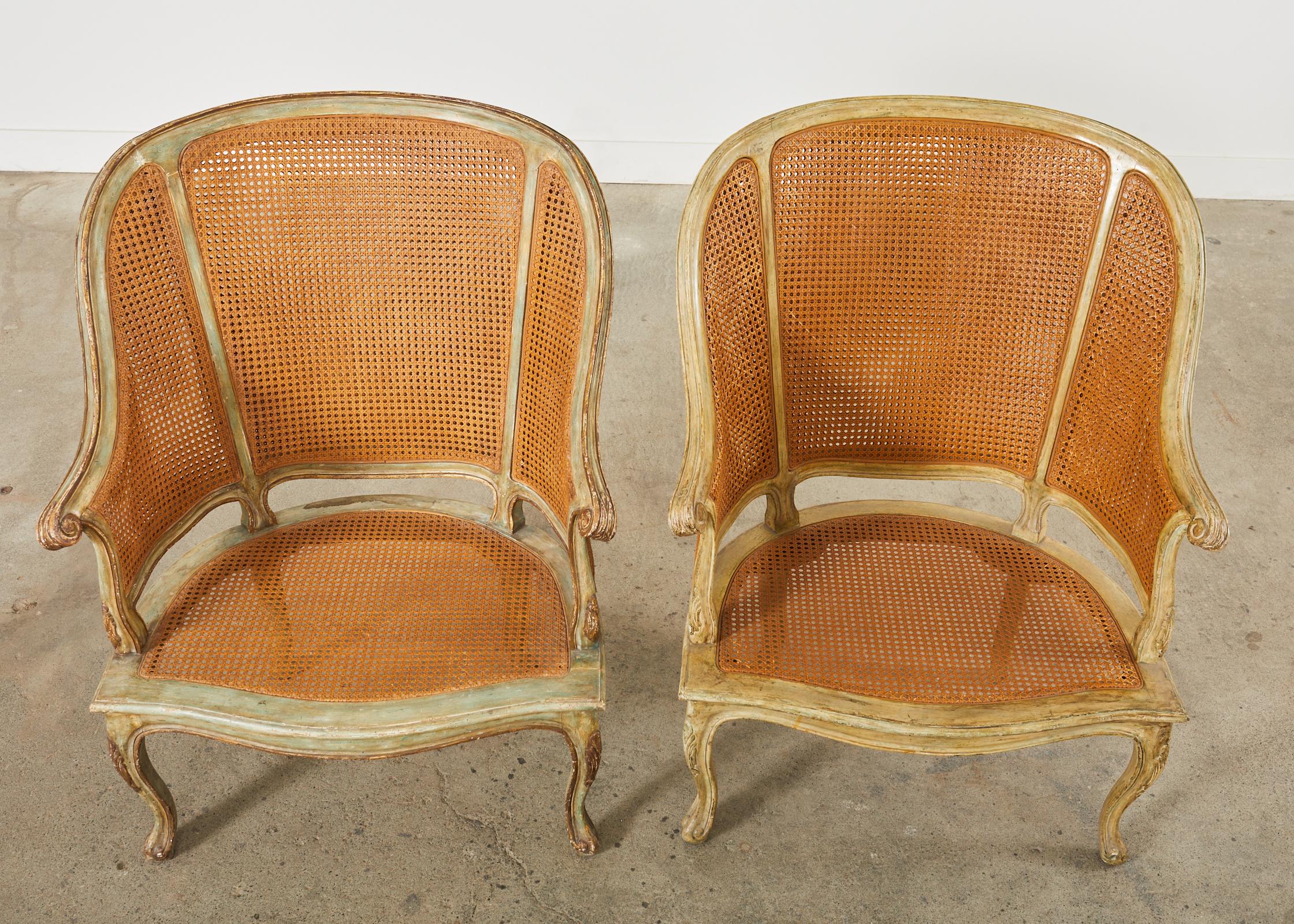 Pair of Hendrix Allardyce Key West Caned Bergère Armchairs  For Sale 5