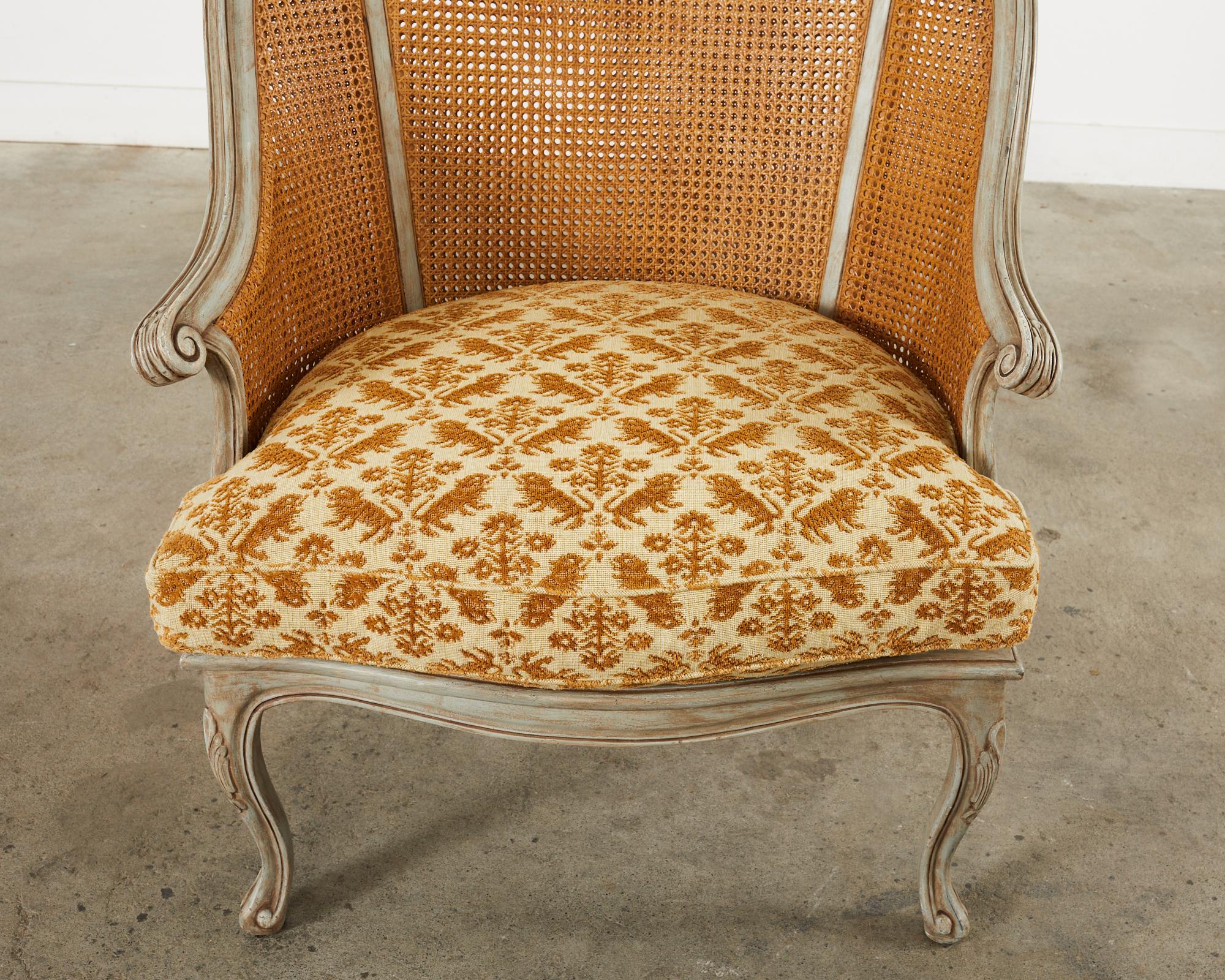Pair of Hendrix Allardyce Key West Caned Bergere Armchairs For Sale 9