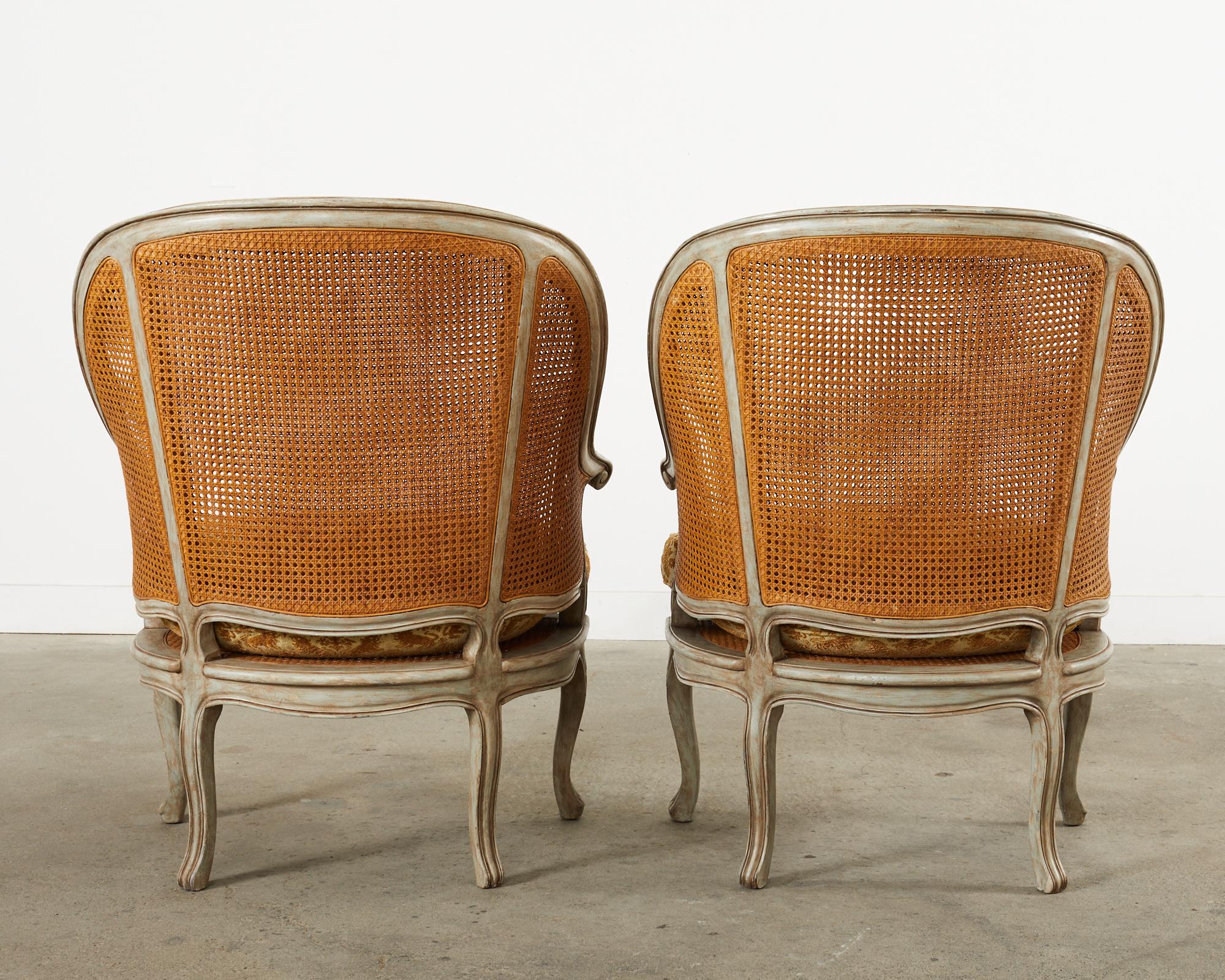 Pair of Hendrix Allardyce Key West Caned Bergere Armchairs For Sale 12