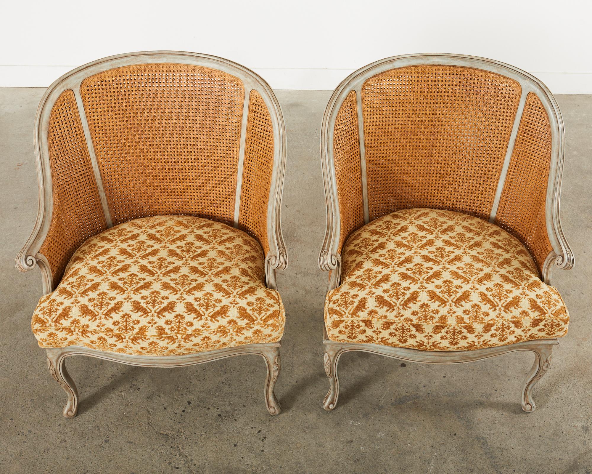 Pair of Hendrix Allardyce Key West Caned Bergere Armchairs In Good Condition For Sale In Rio Vista, CA