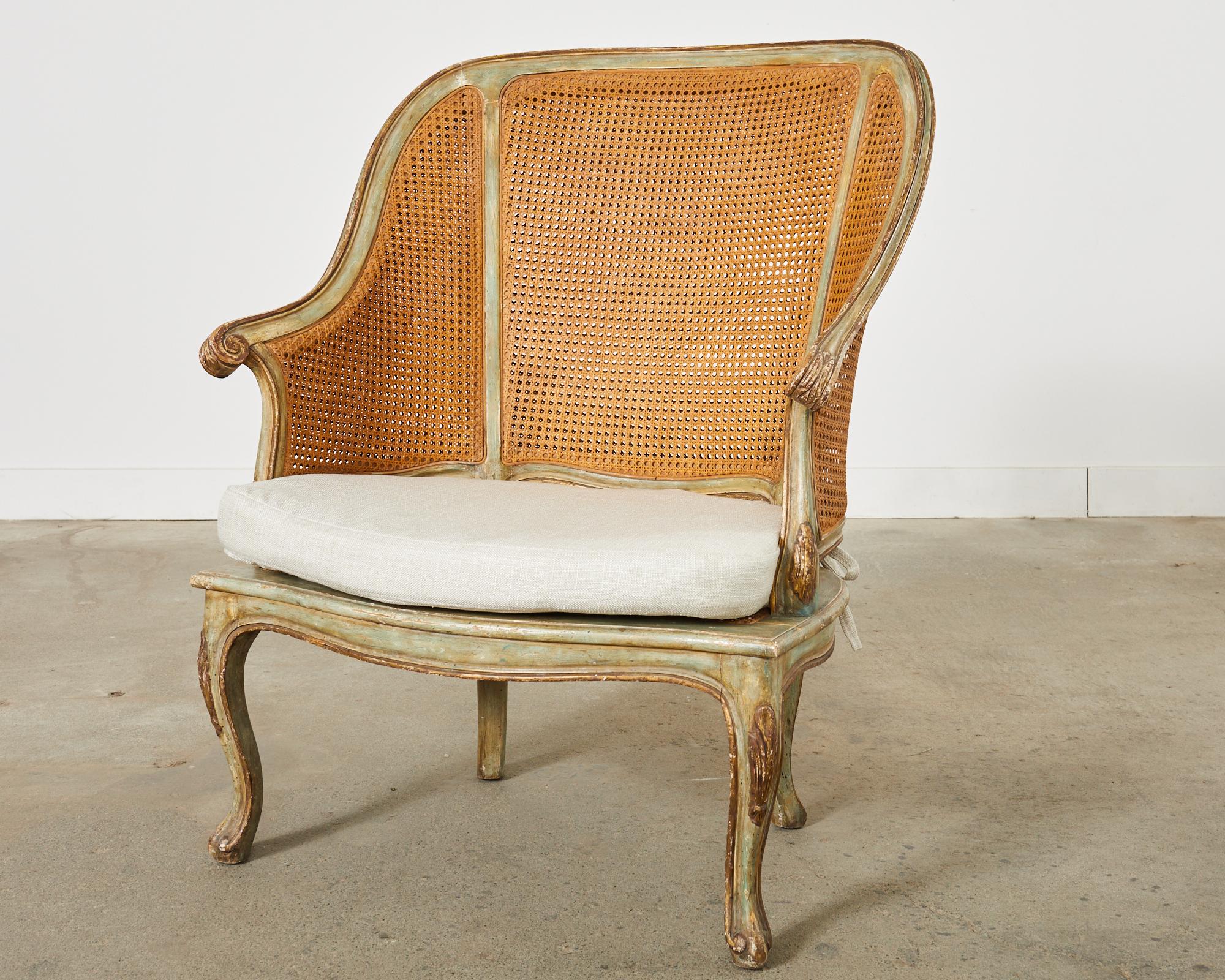 Pair of Hendrix Allardyce Key West Caned Bergère Armchairs  For Sale 1