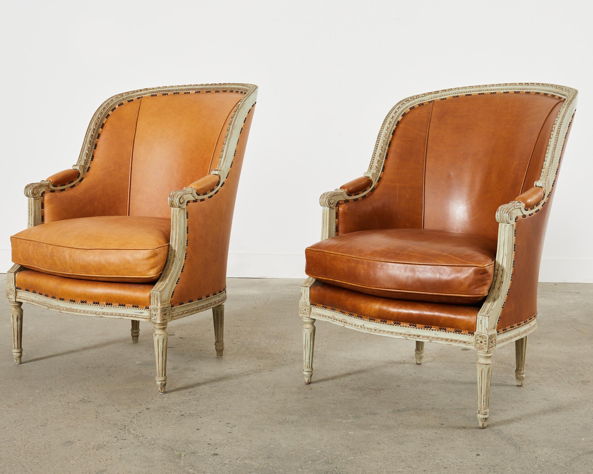 Pair of Hendrix Allardyce Louis XVI Style Bergere Armchairs  For Sale 7