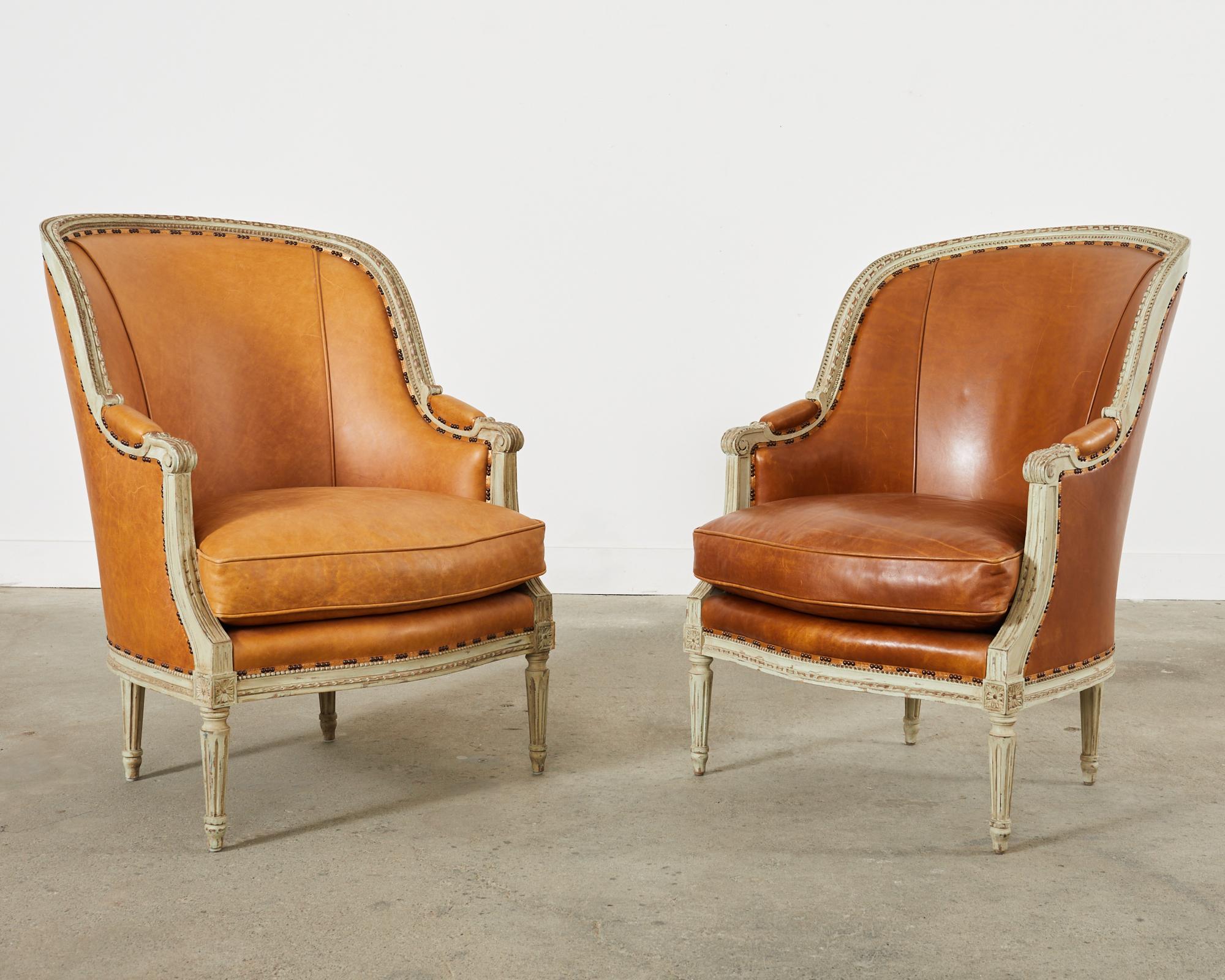 Pair of Hendrix Allardyce Louis XVI Style Bergere Armchairs  In Good Condition For Sale In Rio Vista, CA
