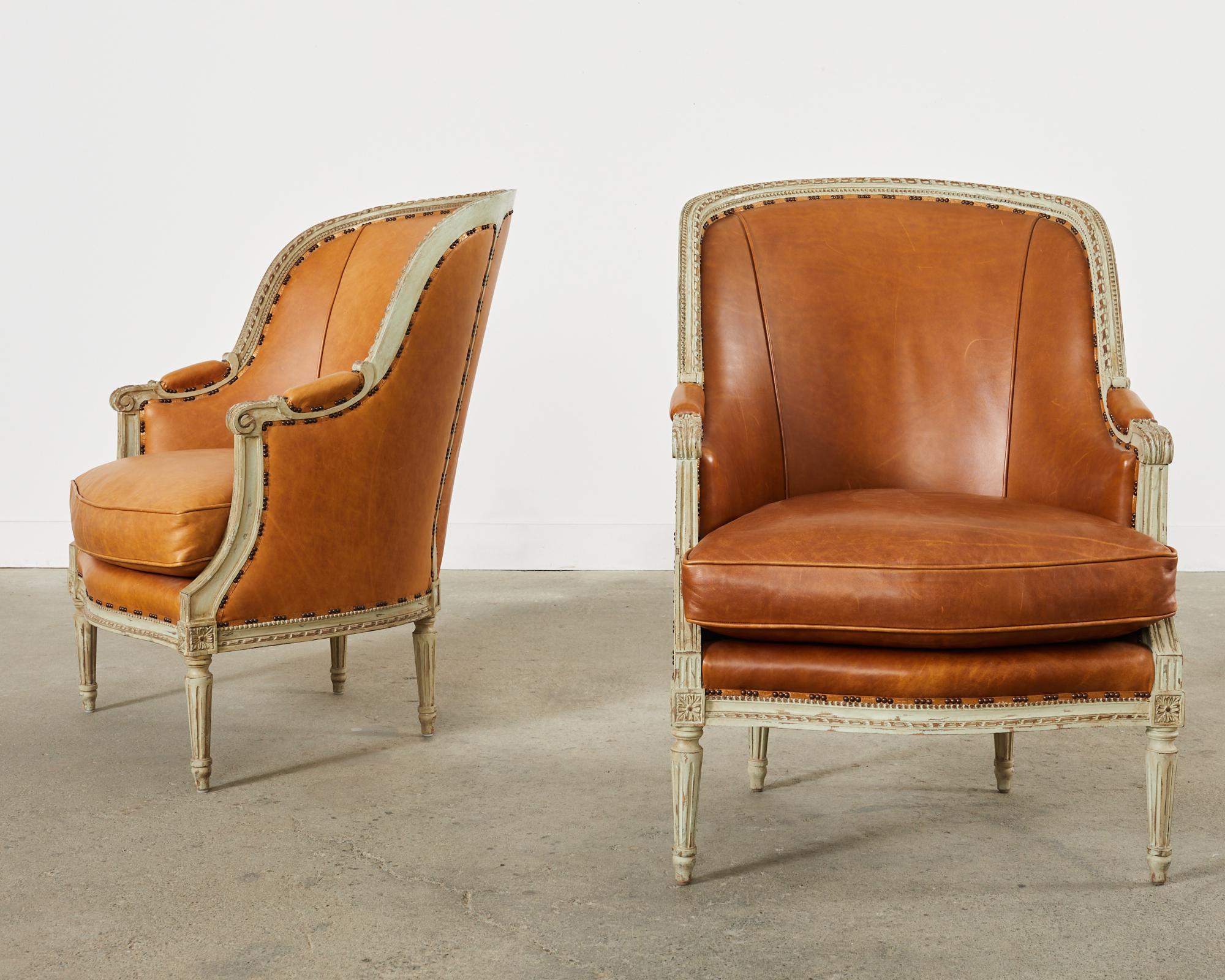 Contemporary Pair of Hendrix Allardyce Louis XVI Style Bergere Armchairs  For Sale
