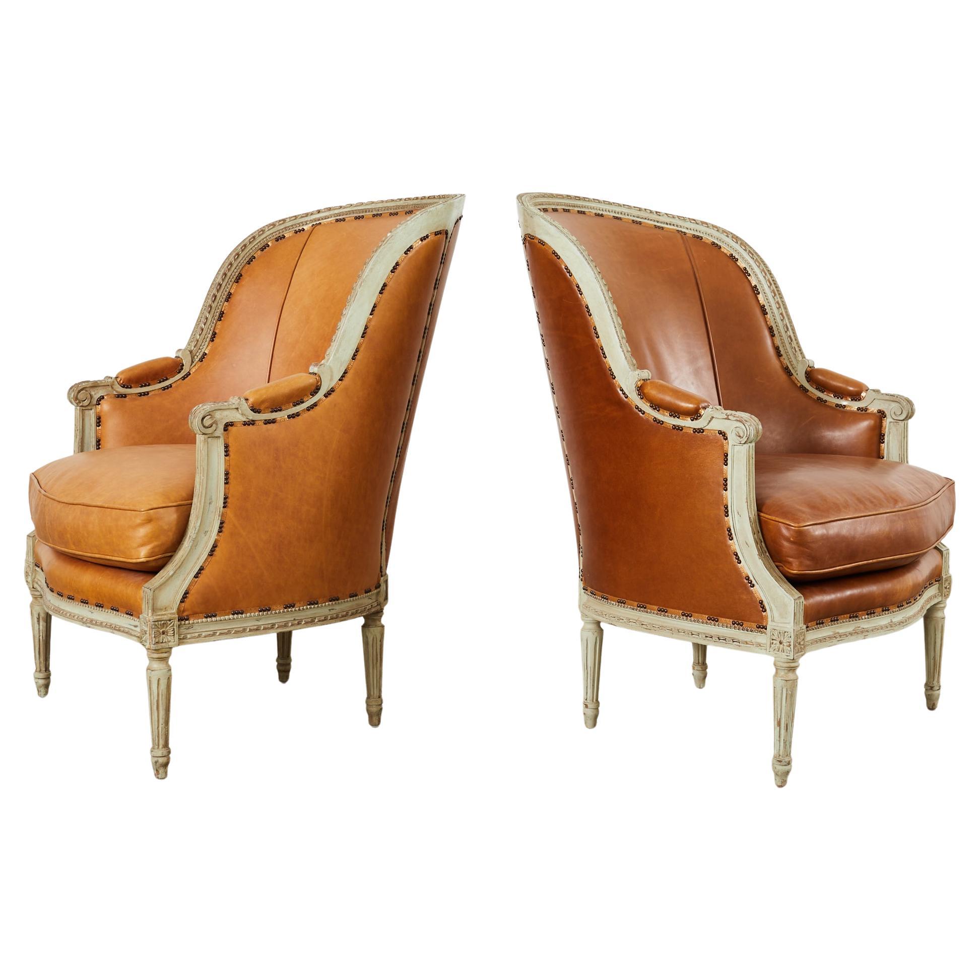 Pair of Hendrix Allardyce Louis XVI Style Bergere Armchairs 