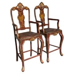 Pareja de taburetes de bar venecianos Hendrix Allardyce Acabado pintado y asientos de cuero