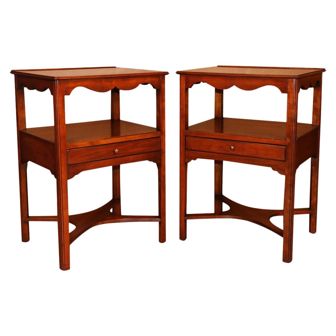 Pair of Henkel Harris Solid Cherry Nightstands Tables