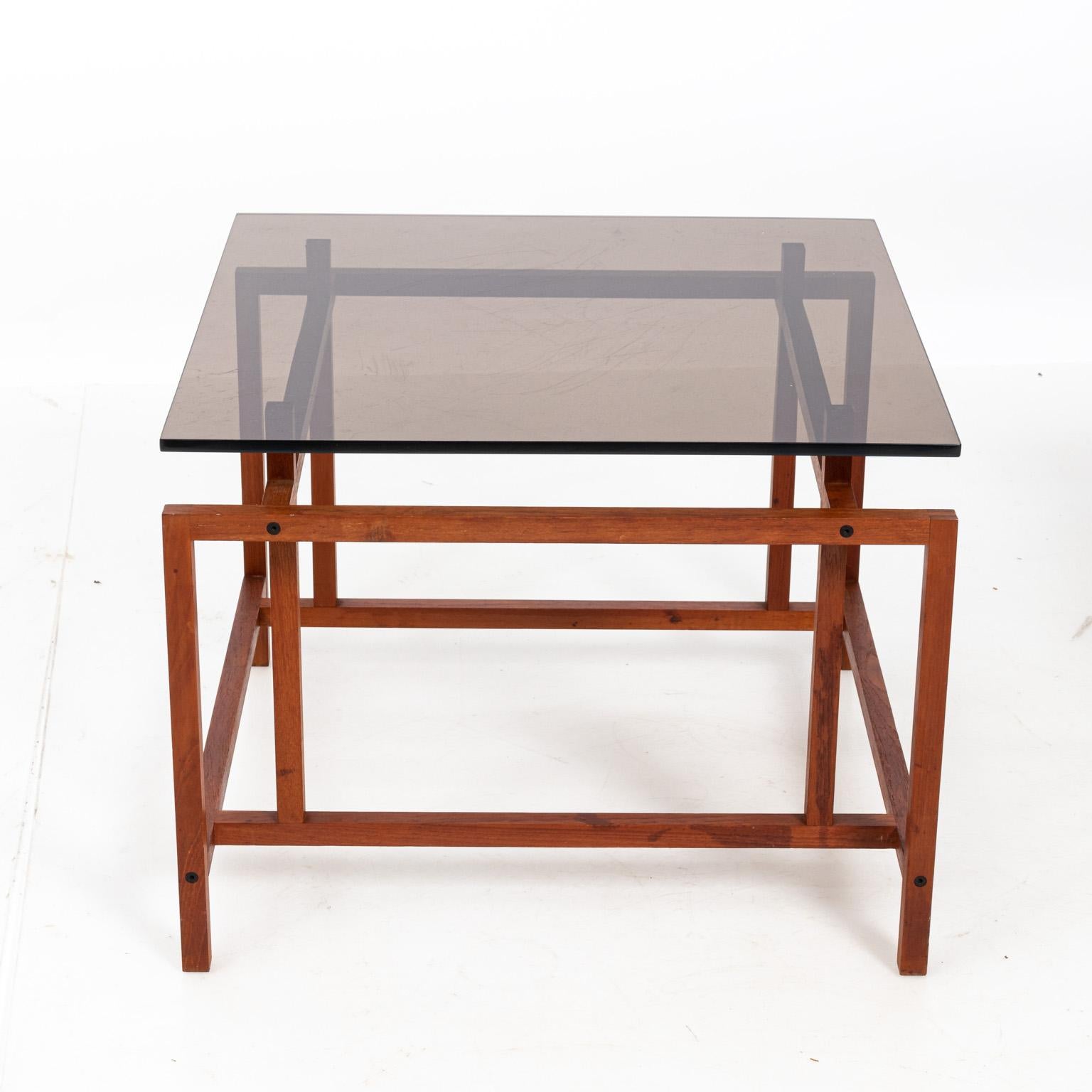 Glass Pair of Henning Horgaard Rosewood End Tables by Komfort Mobler For Sale