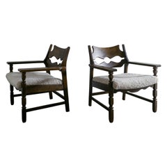 Pair of Henning Kjaernulf Razor Blade Arm Lounge Chairs Produced in Denmark 1960