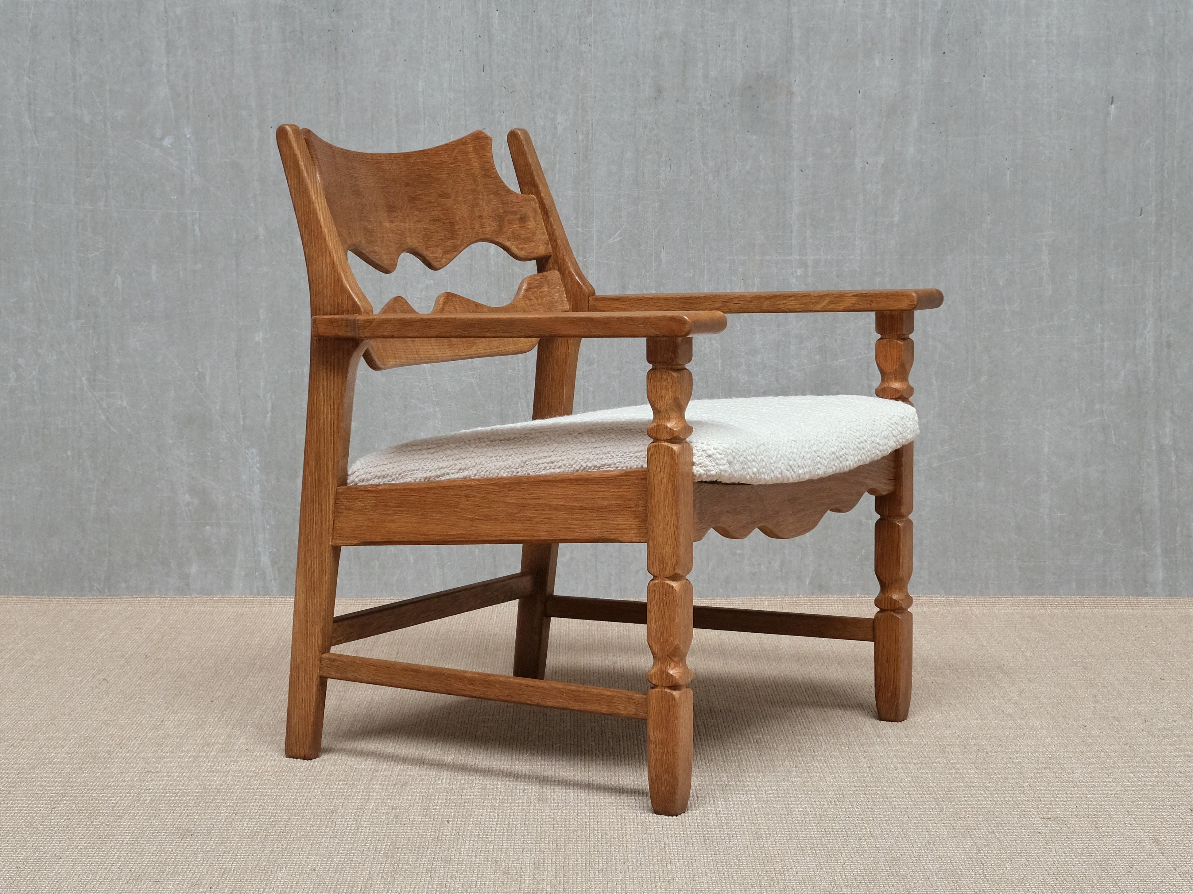 Pair Of Henning Kjærnulf 'Razorblade' Armchairs in Oak, EG Møbler, Denmark 1960s en venta 3