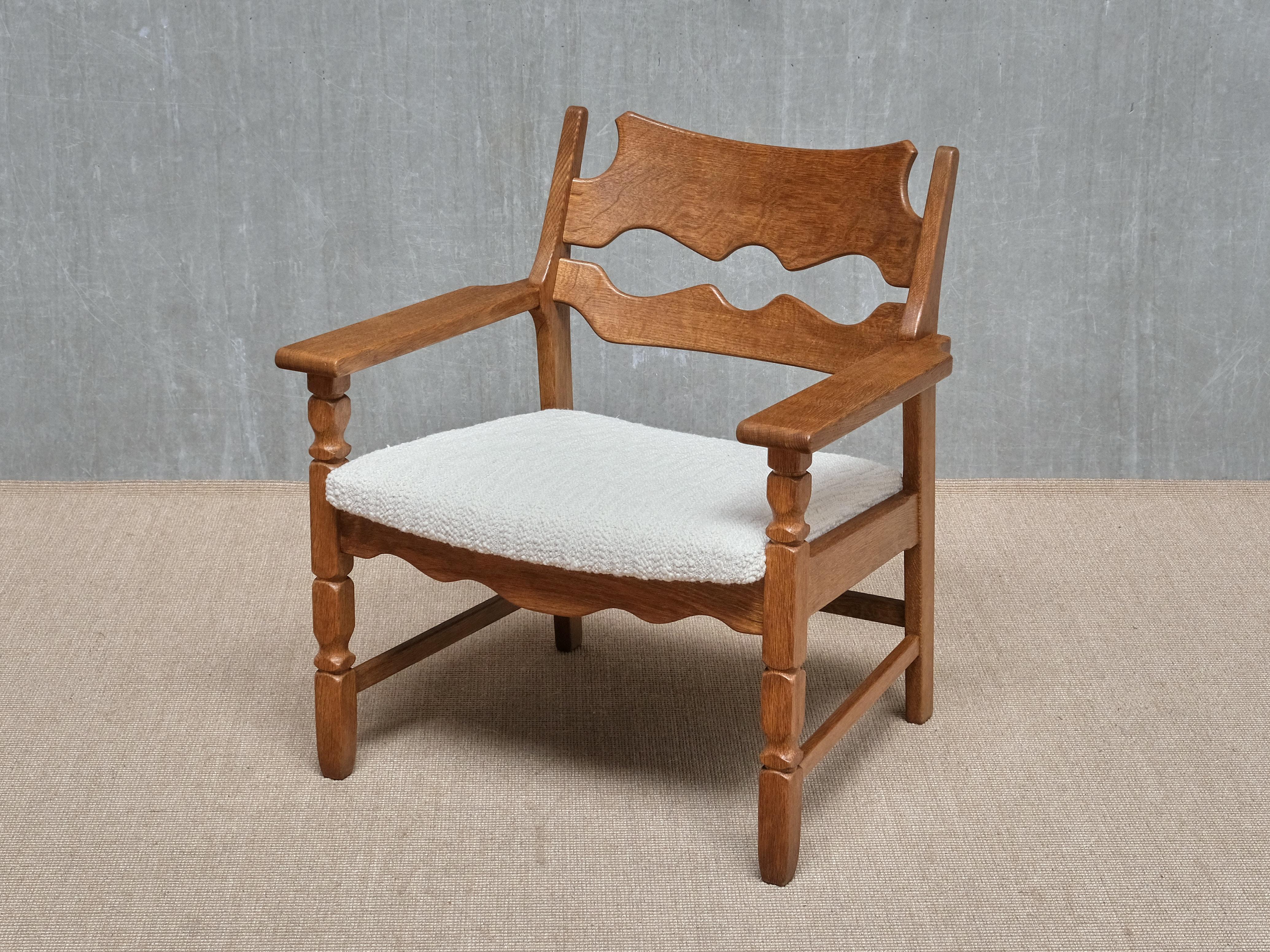 Pair Of Henning Kjærnulf 'Razorblade' Armchairs in Oak, EG Møbler, Denmark 1960s en venta 8