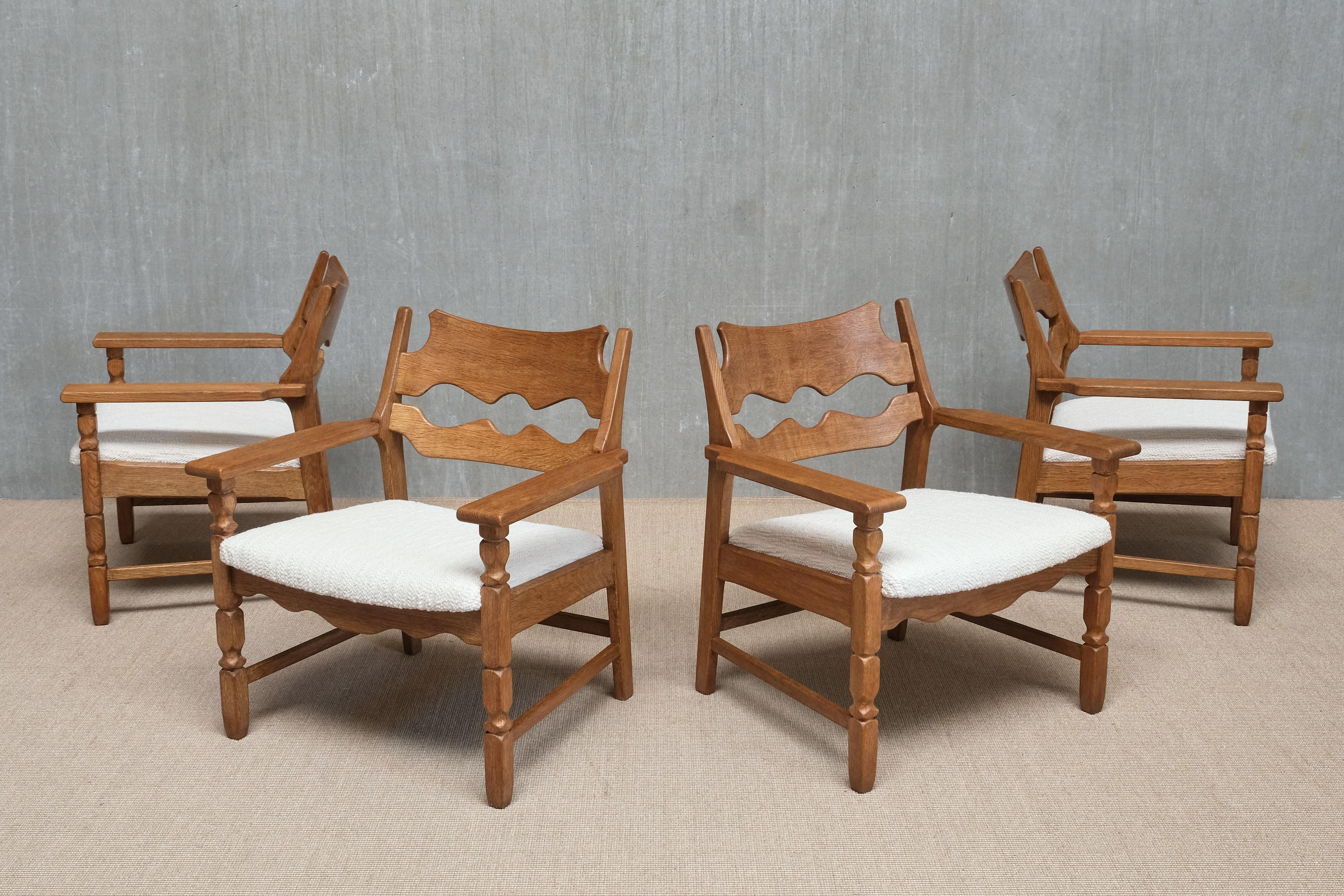Pair Of Henning Kjærnulf 'Razorblade' Armchairs in Oak, EG Møbler, Denmark 1960s en venta 11