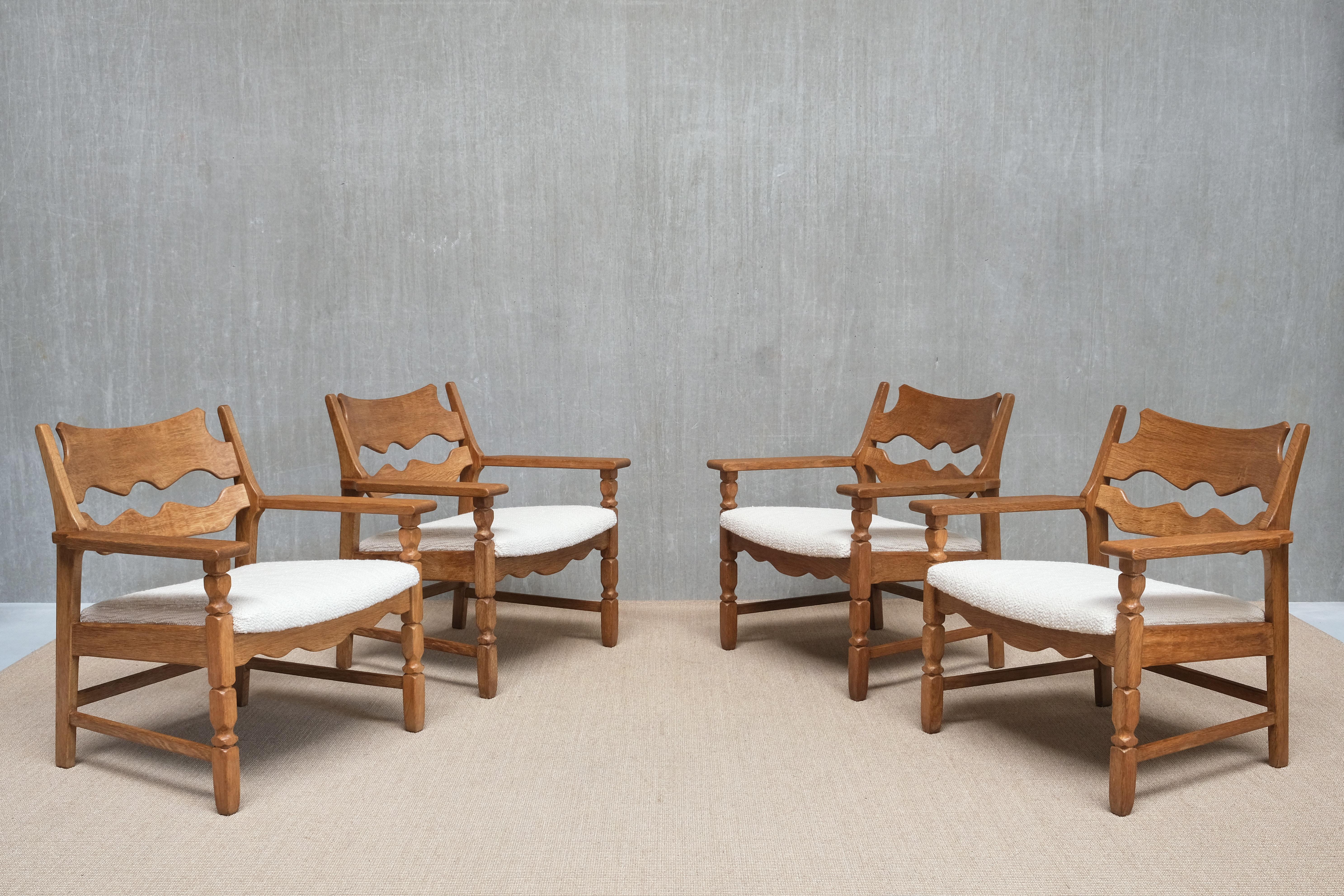 Pair Of Henning Kjærnulf 'Razorblade' Armchairs in Oak, EG Møbler, Denmark 1960s en venta 12