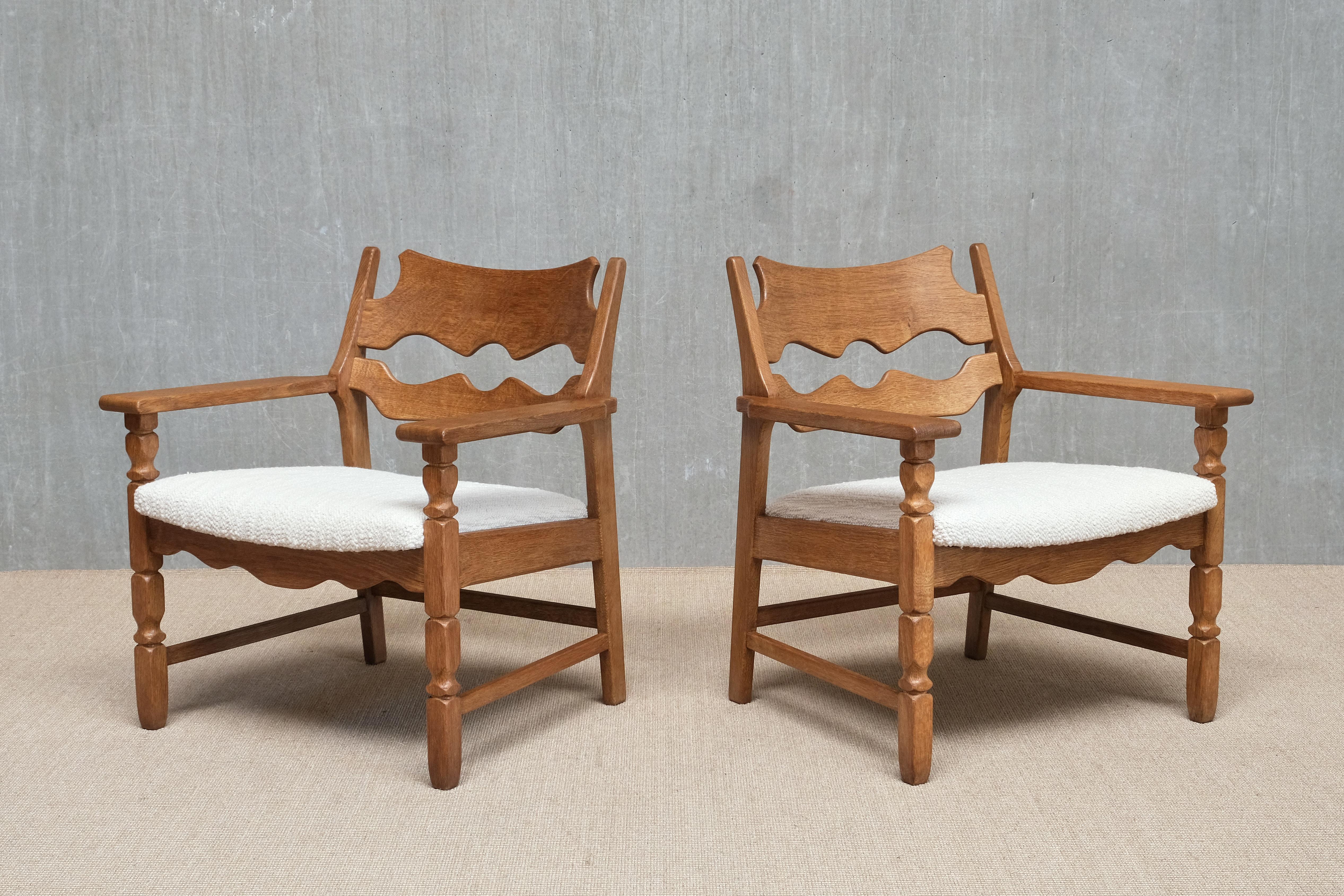 Pair Of Henning Kjærnulf 'Razorblade' Armchairs in Oak, EG Møbler, Denmark 1960s en venta 13