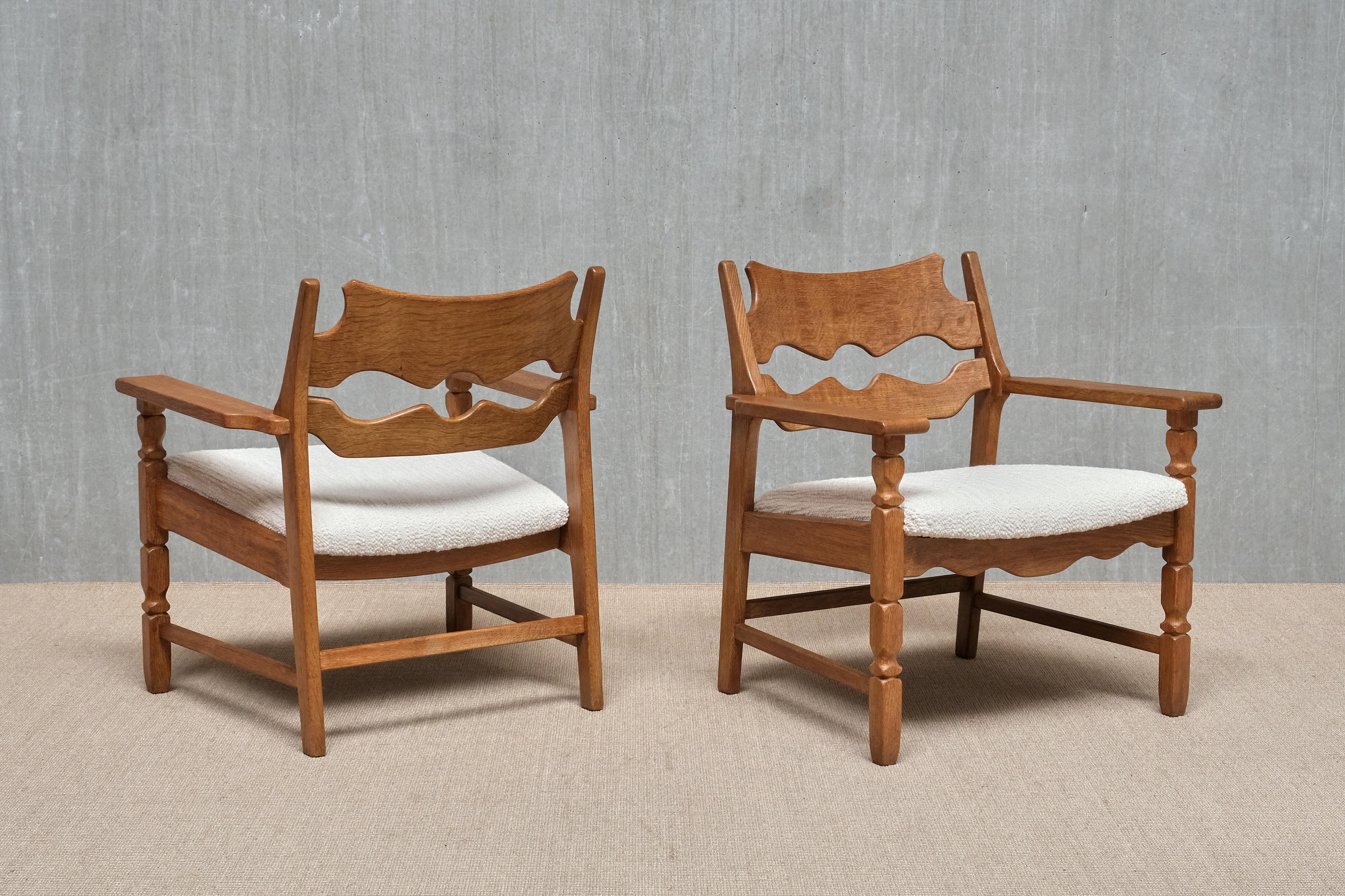 Pair Of Henning Kjærnulf 'Razorblade' Armchairs in Oak, EG Møbler, Denmark 1960s Danés en venta