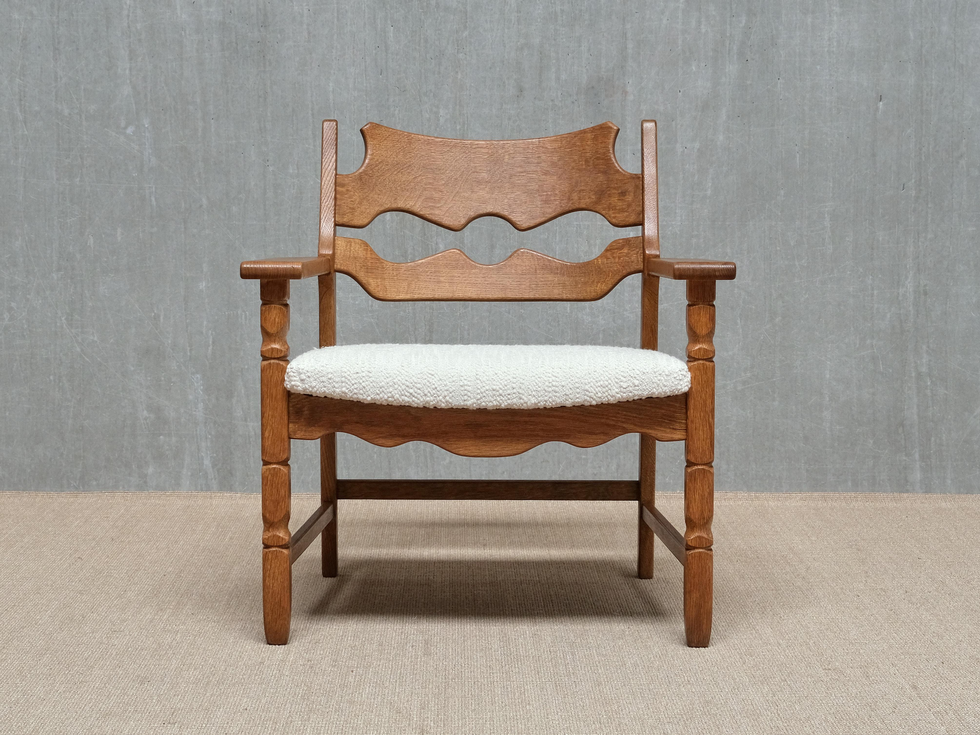 Pair Of Henning Kjærnulf 'Razorblade' Armchairs in Oak, EG Møbler, Denmark 1960s en Bueno estado para la venta en The Hague, NL