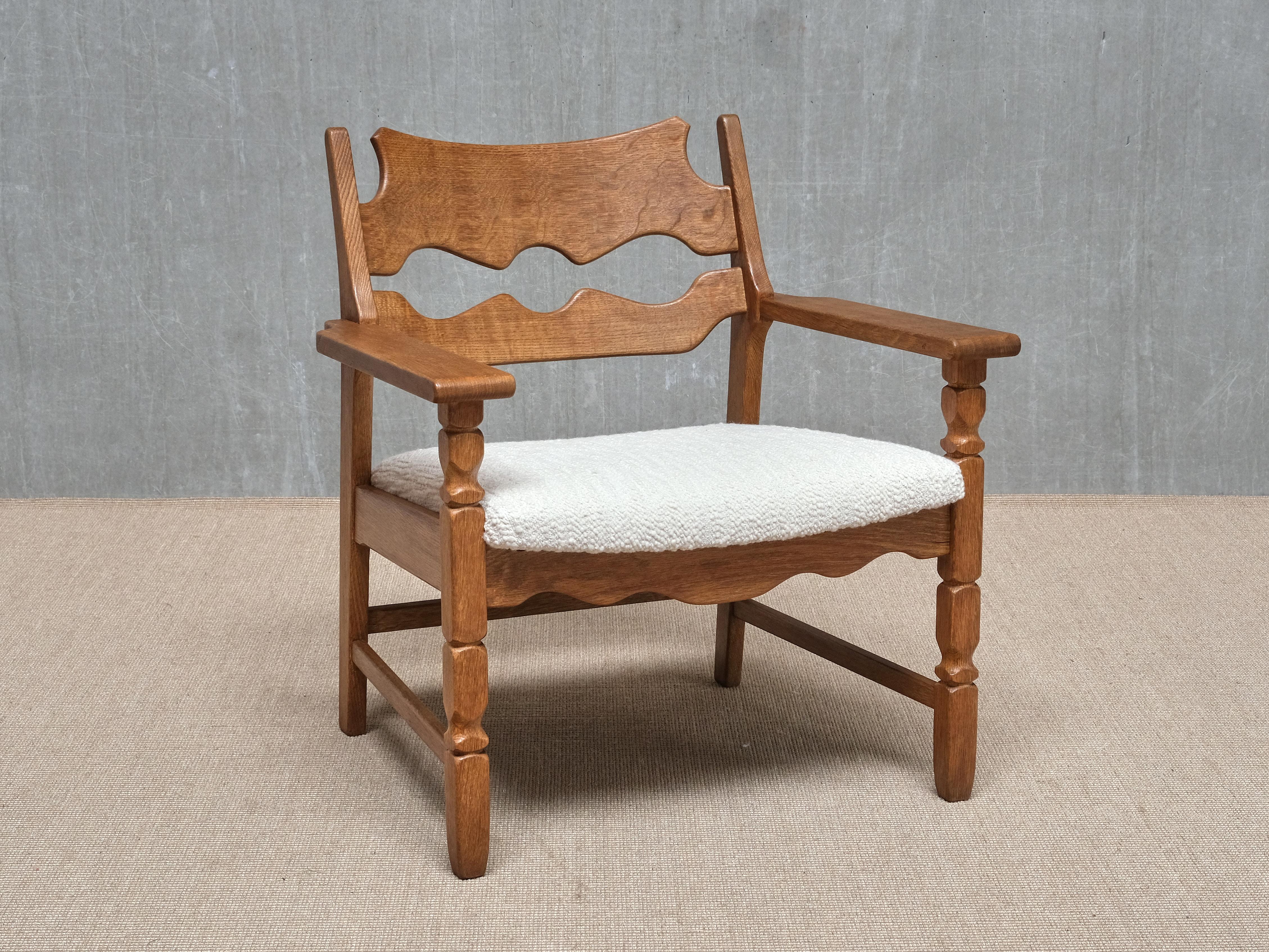 Pair Of Henning Kjærnulf 'Razorblade' Armchairs in Oak, EG Møbler, Denmark 1960s mediados del siglo XX en venta