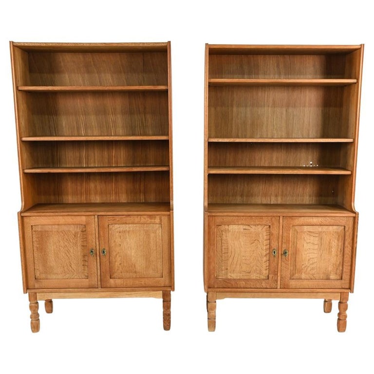 Pair of Henning KjærnulfStyle Danish Oak Bookcases For Sale at 1stDibs