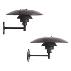 Pair of Henningsen 'PH Wall' Brown Patinated Outdoor Lamps for Louis Poulsen