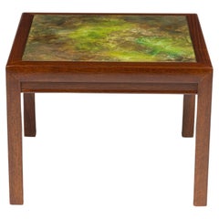 Pair of Henredon American Mid-Century Atmospheric Reverse Painted Glass Tables