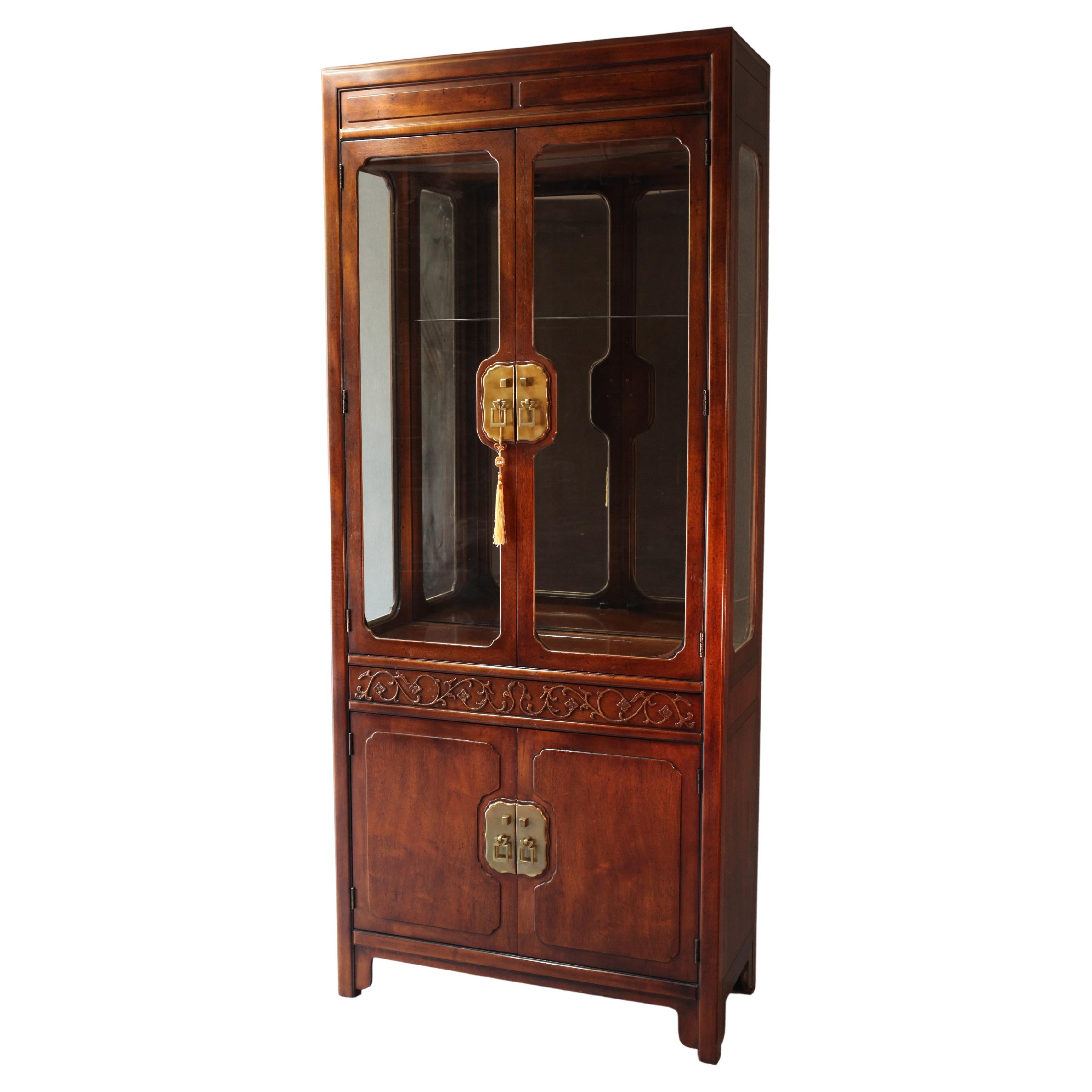 Pair of Henredon Asian Style Display Cabinets For Sale