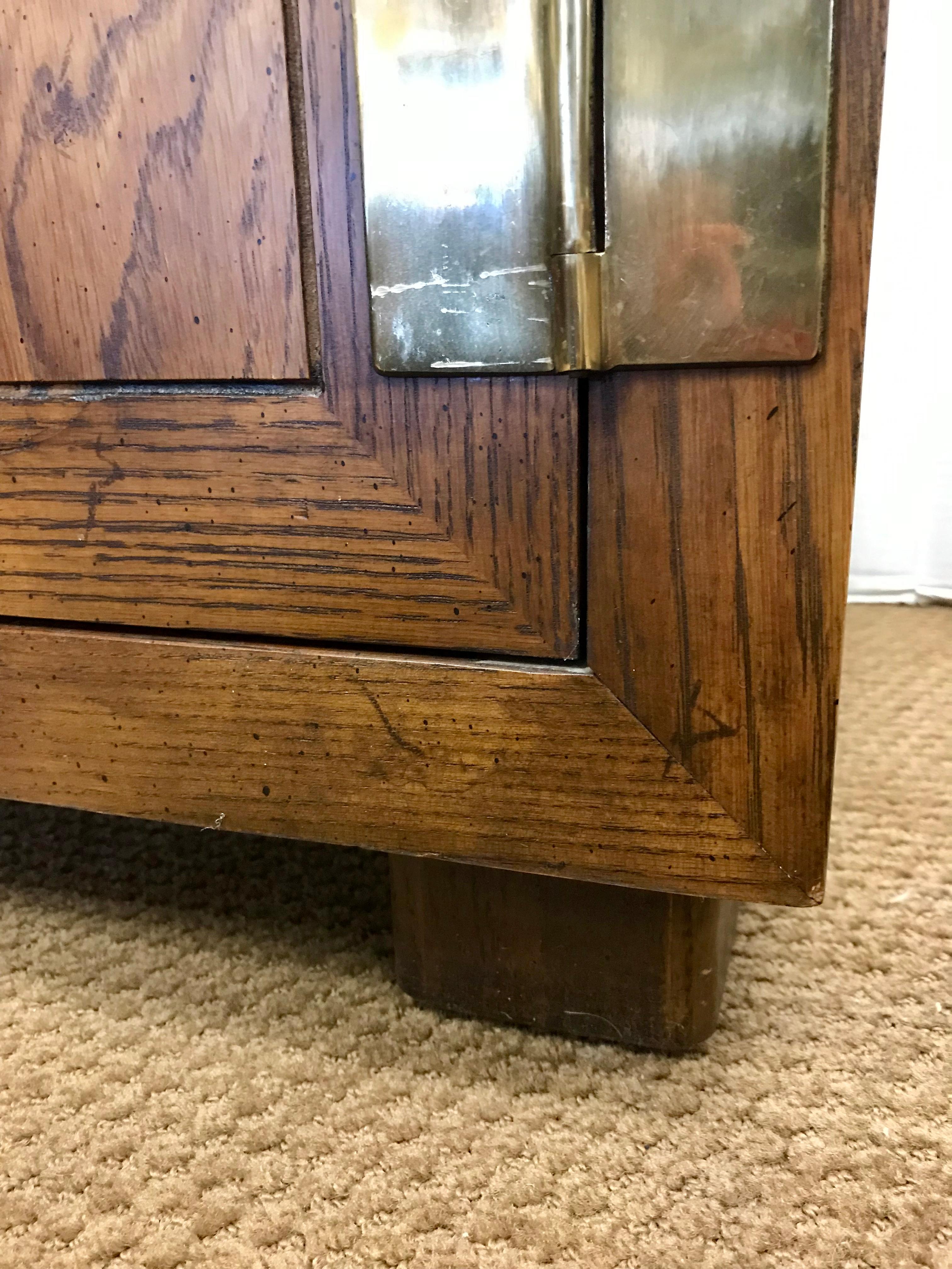 Pair of Henredon Campaign Style Servers Credenzas Cabinets 1