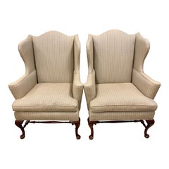 Paire de chaises de lecture Henredon Chippendale Wingback