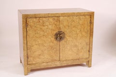 Pair of Henredon Faux Tortoise Decorated Two Door Cabinets