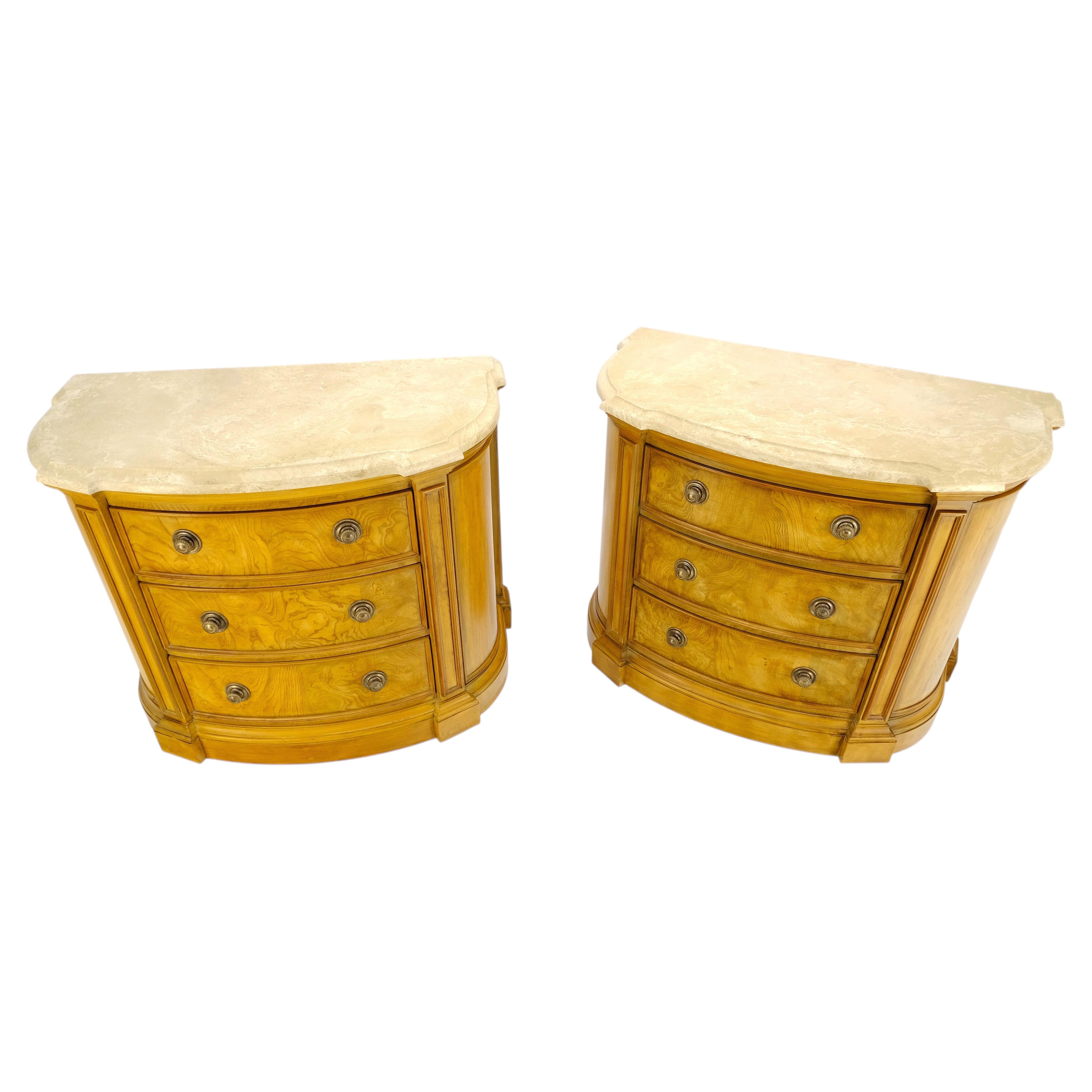 Pair of Henredon Satin Wood 3 Drawer Bachelor Chests Dressers MINT!