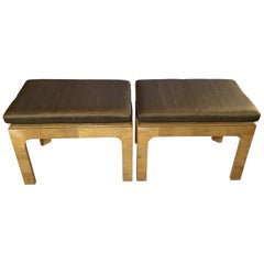 Pair of Henredon Scene Burl Wood Stools