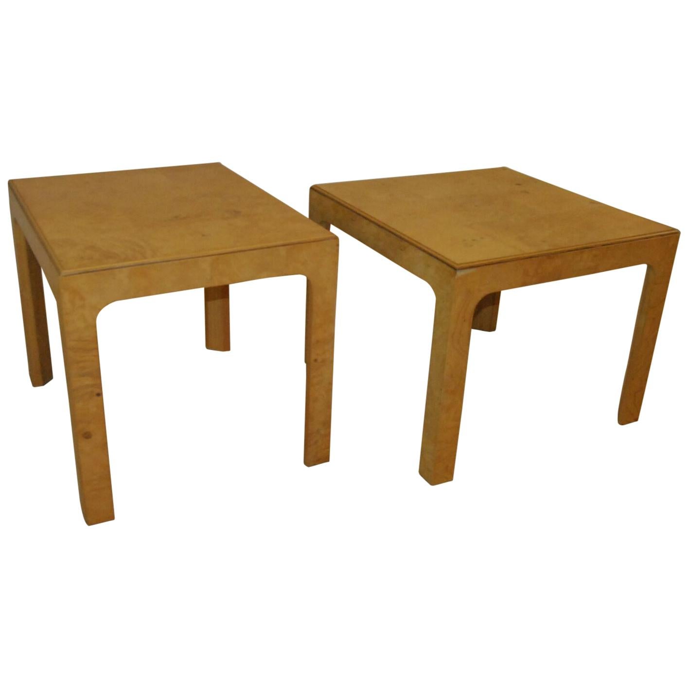 Pair of Henredon Scene Two Burled Olive Wood End Side Tables