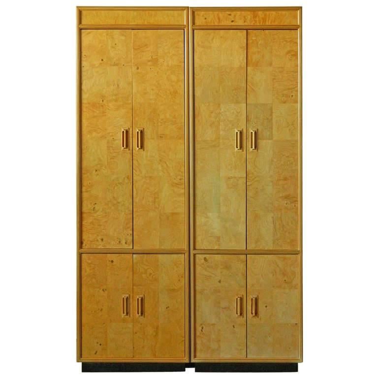 Pair of Henredon Scene Two Olive Burl Cabinets For Sale